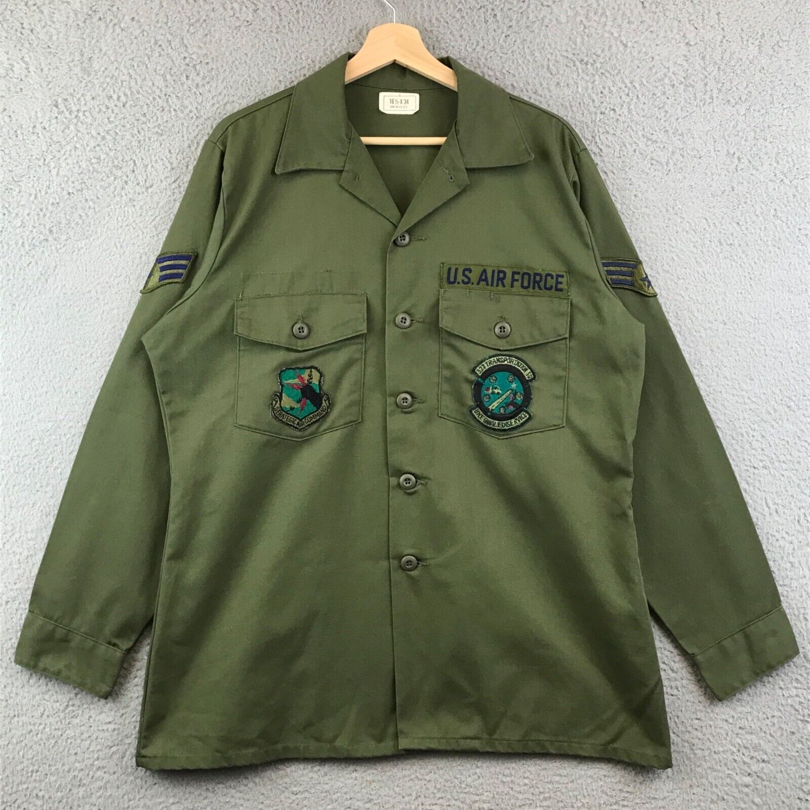 70s Vintage US Air Force Dura-Press Utility Shirt jacket size 16.5/34