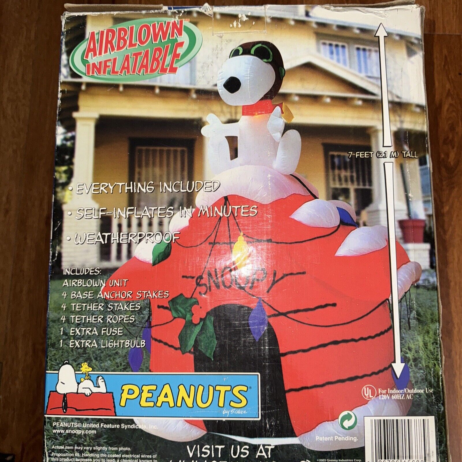 GIGANTIC 7 FEET GEMMY PEANUTS SNOOPY HTF RARE  CHRISTMAS RED BARON Inflatable
