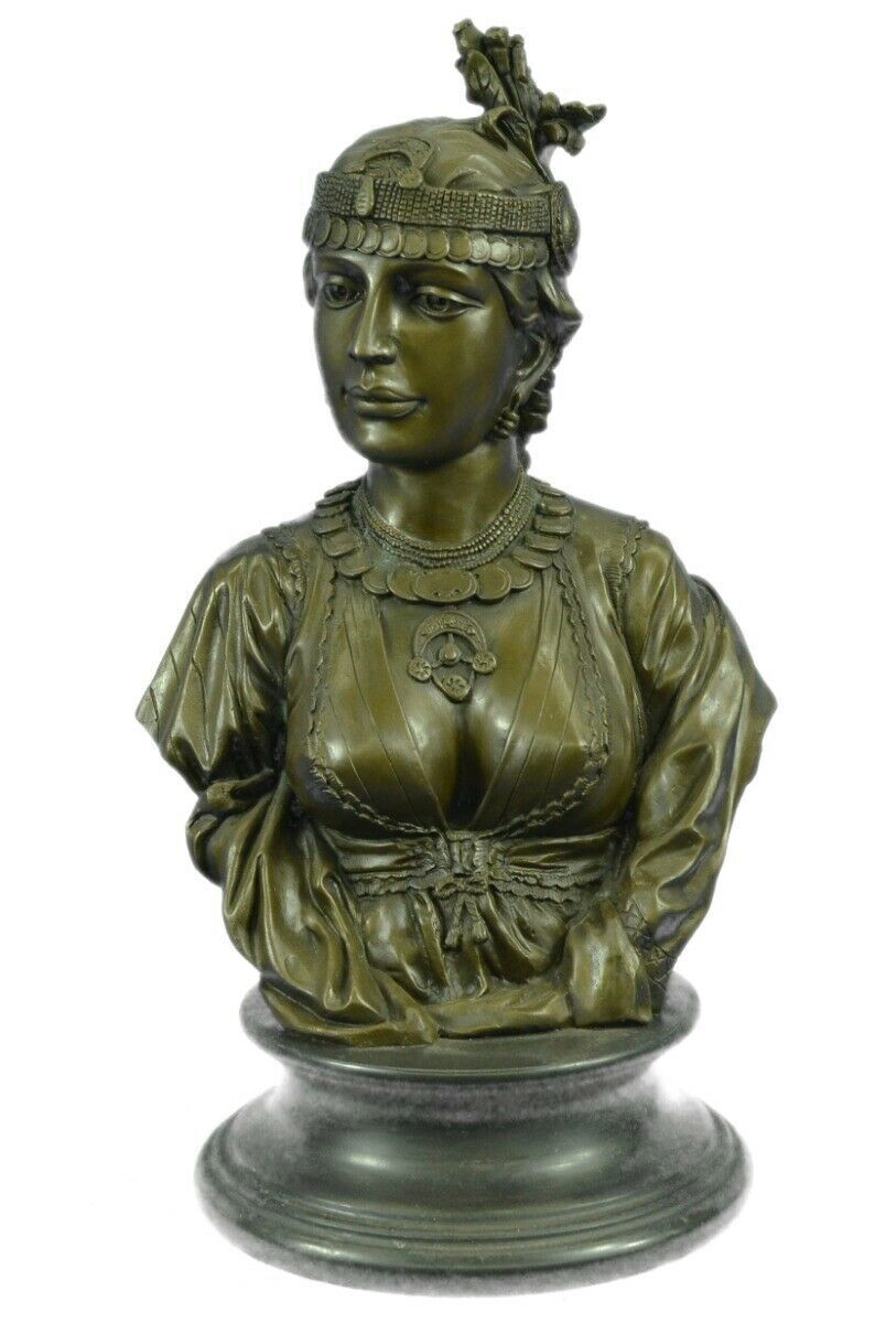 Figurine 33 lbs. Old World Rococo Baroque Female Portrait Bronze Sculpture Sale