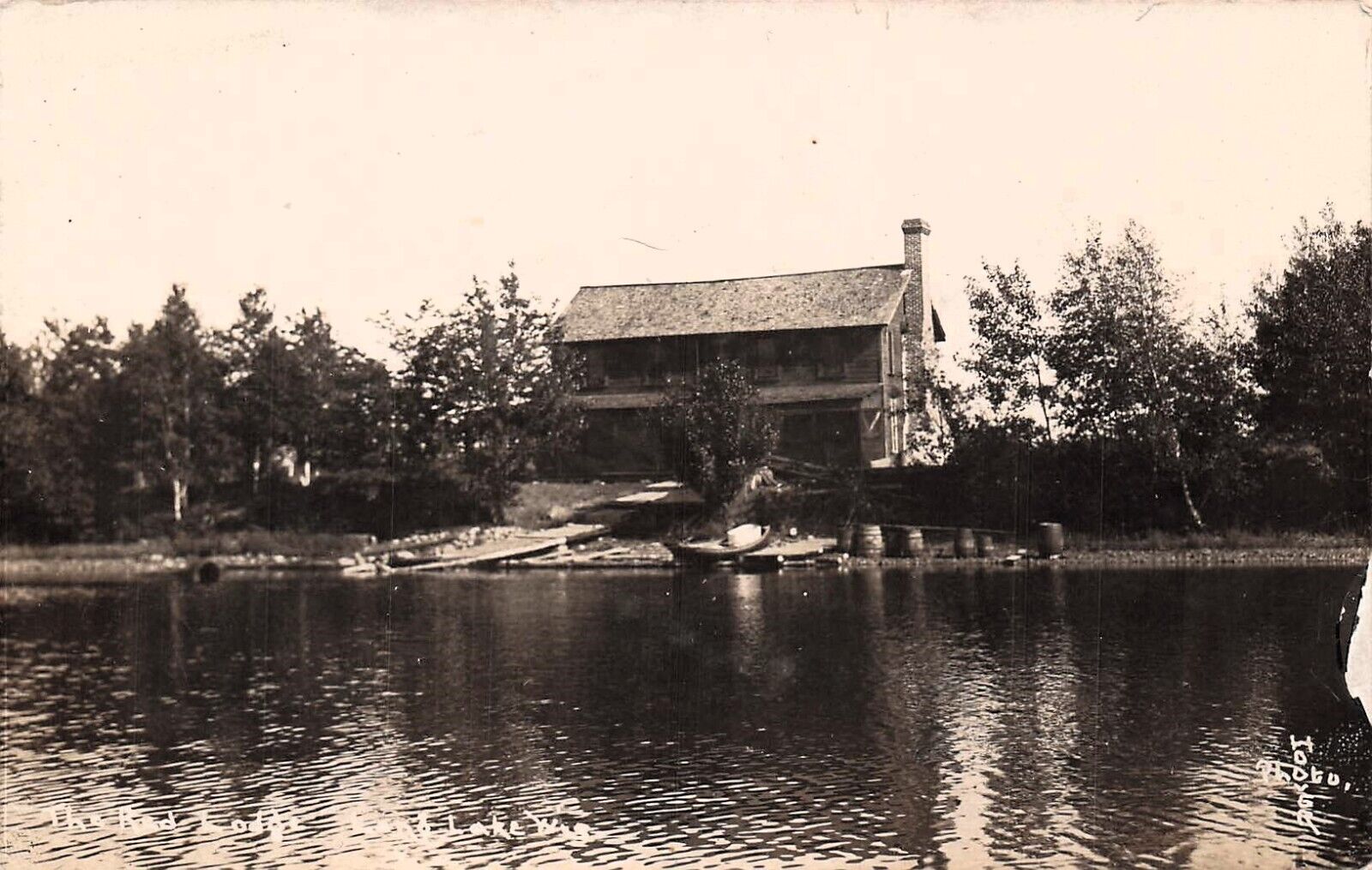 RPPC Long Lake WI Wisconsin Red Lodge Walleye Fishing Capital Photo Postcard E46