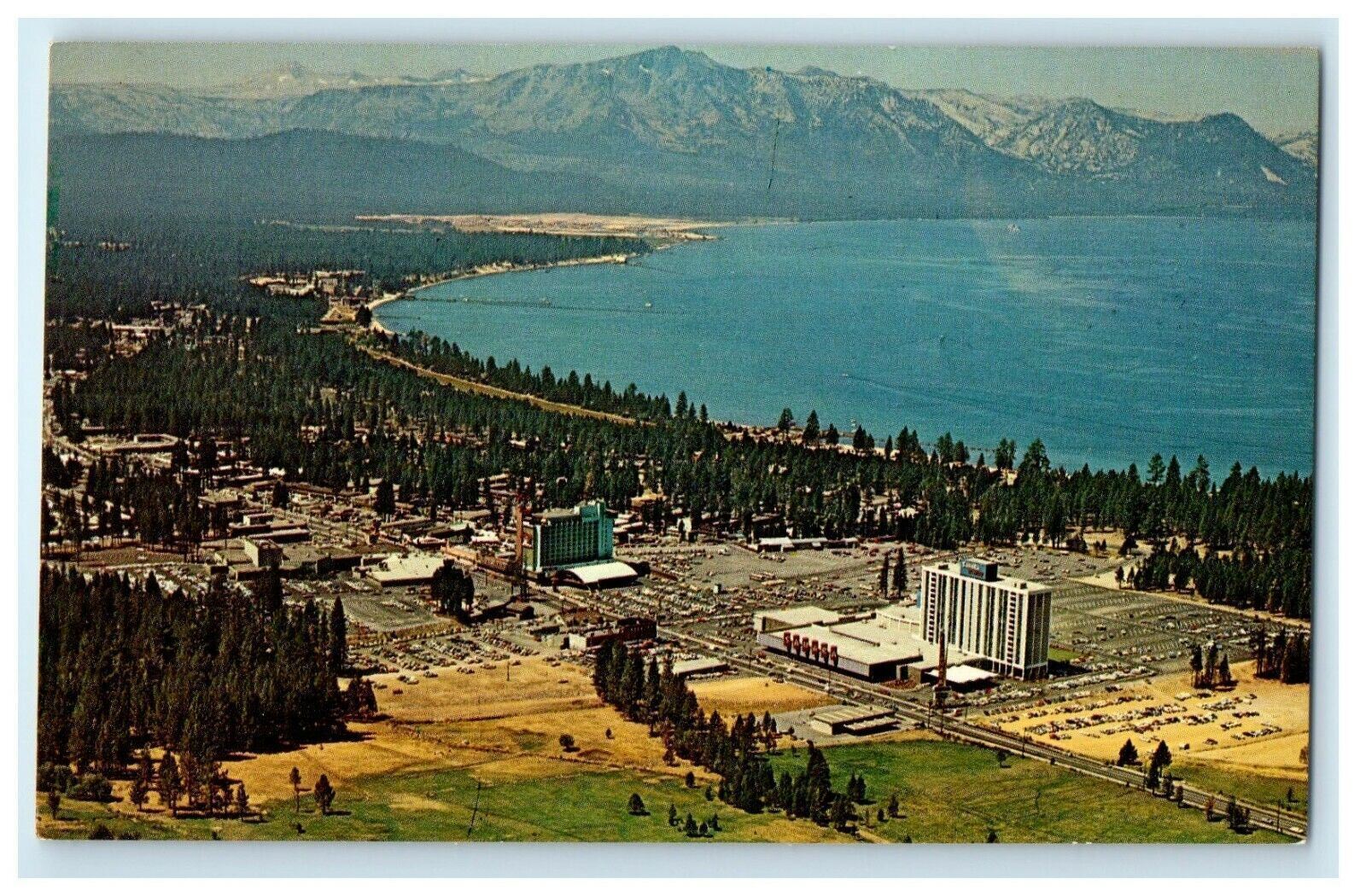 c1960's Aerial View Stateline Southshore Lake Tahoe California CA Postcard