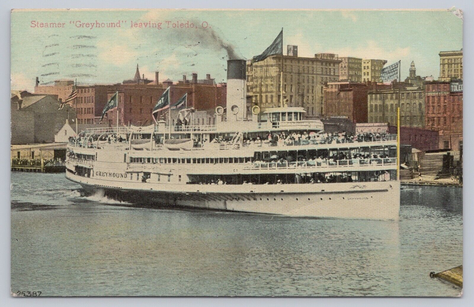 1910 Toledo, Ohio Steamer Greyhound Steamship Antique Postcard