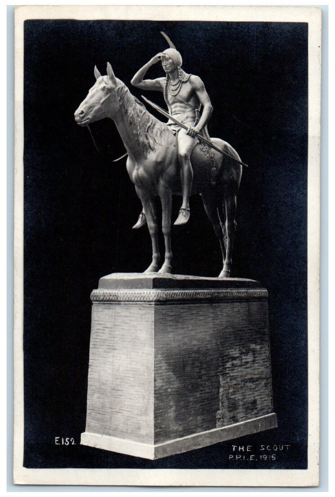 1915 The Scout Statue San Francisco California CA RPPC Unposted Antique Postcard