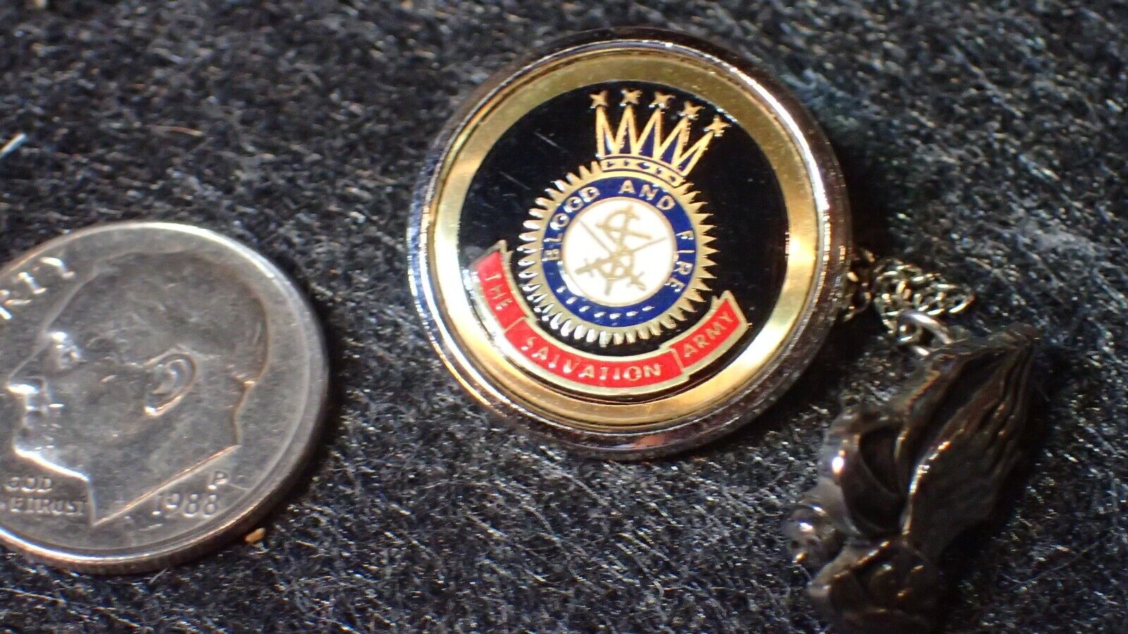 Vintage SALVATION ARMY Shield Pin w/ PRAYING HANDS
