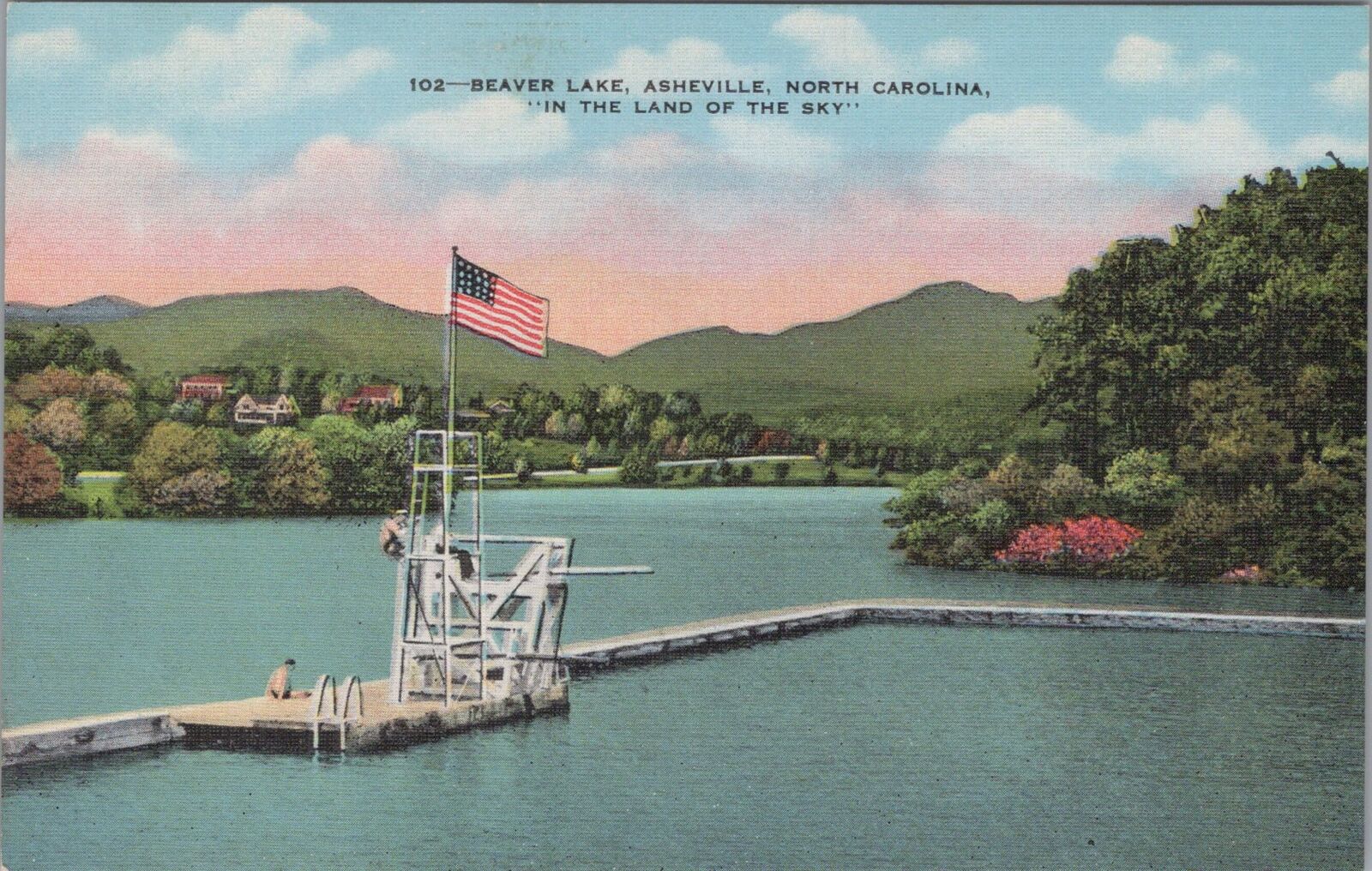 Postcard Beaver Lake Asheville NC North Carolina 