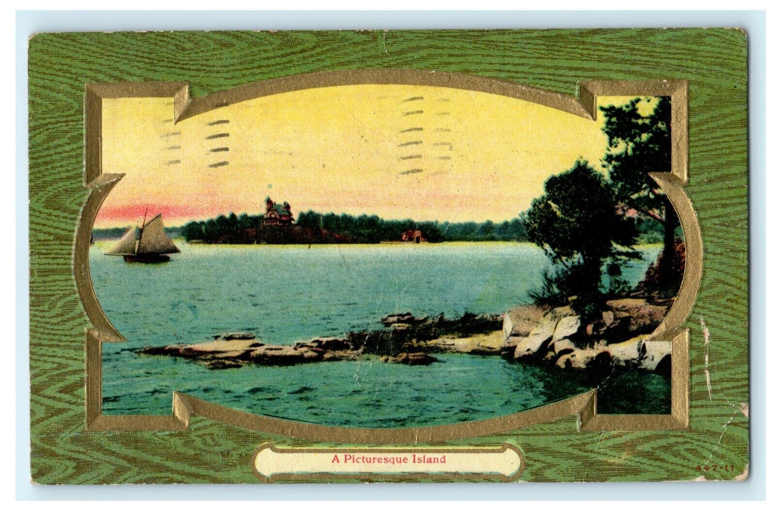 Picturesque Island Fort Wayne Indiana 1910 Embossed Vintage Antique Postcard