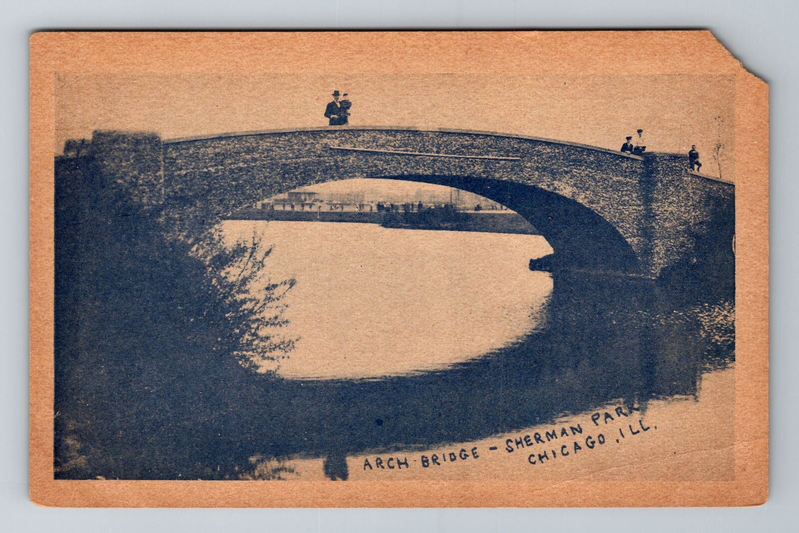 Chicago IL-Illinois, Sherman Park, Arch Bridge, Antique Vintage Postcard