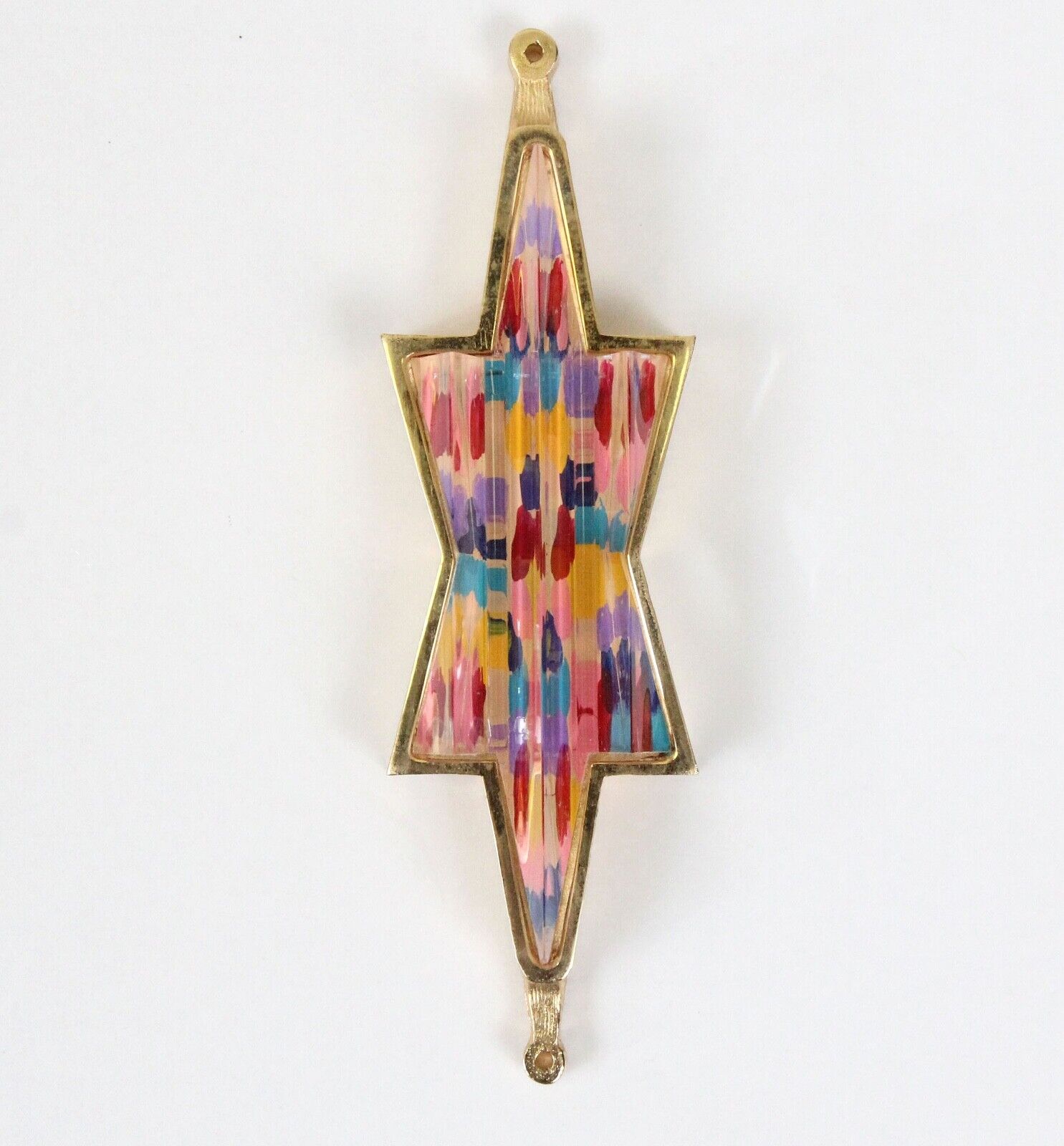 Udi Merioz Jerusalem Modernist Torah Mezuzah Painted Lucite & Gold Tone Metal