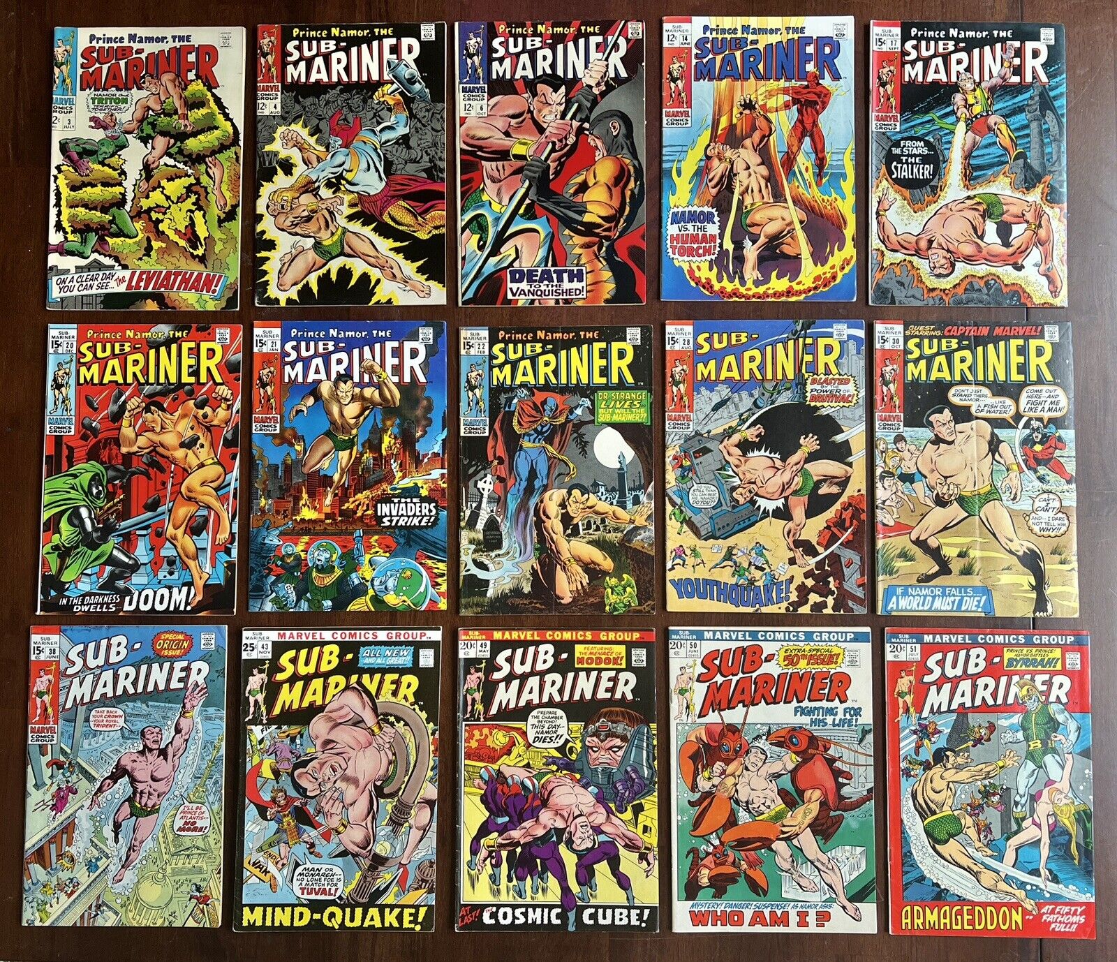 Sub-Mariner Lot #3-4, 6, 14, 17, 20-22, 28, 30, 38, 43, 49, 50-51 (15 Issues)
