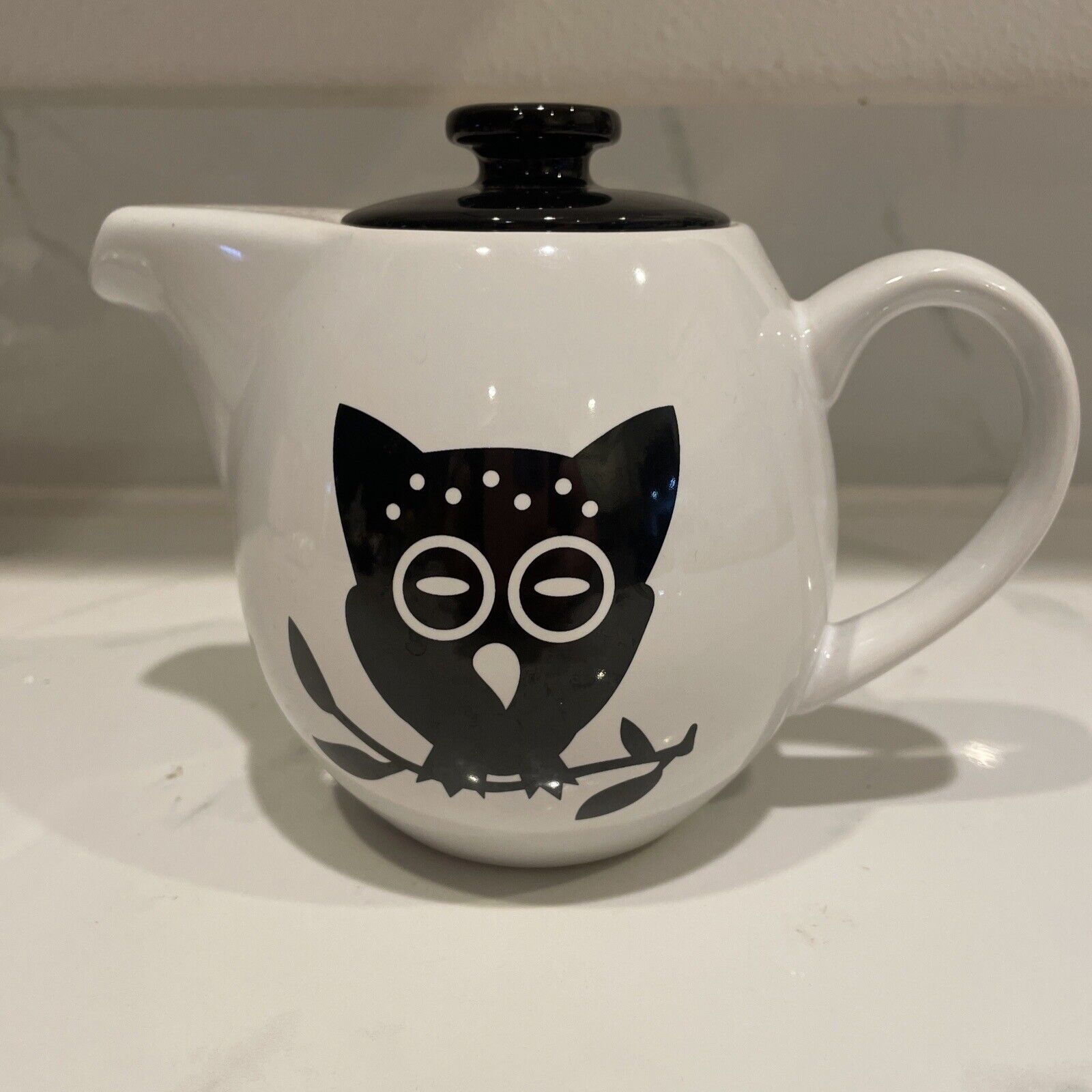 OmniWare Teaz Owl Noir Stoneware 24 Ounce Teapot