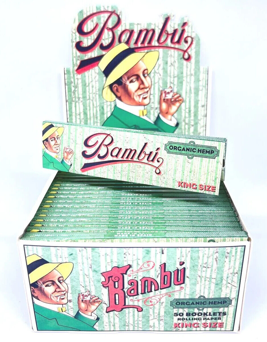 Bambu Organic Hemp King Size Rolling Papers 50 Booklet Display Box