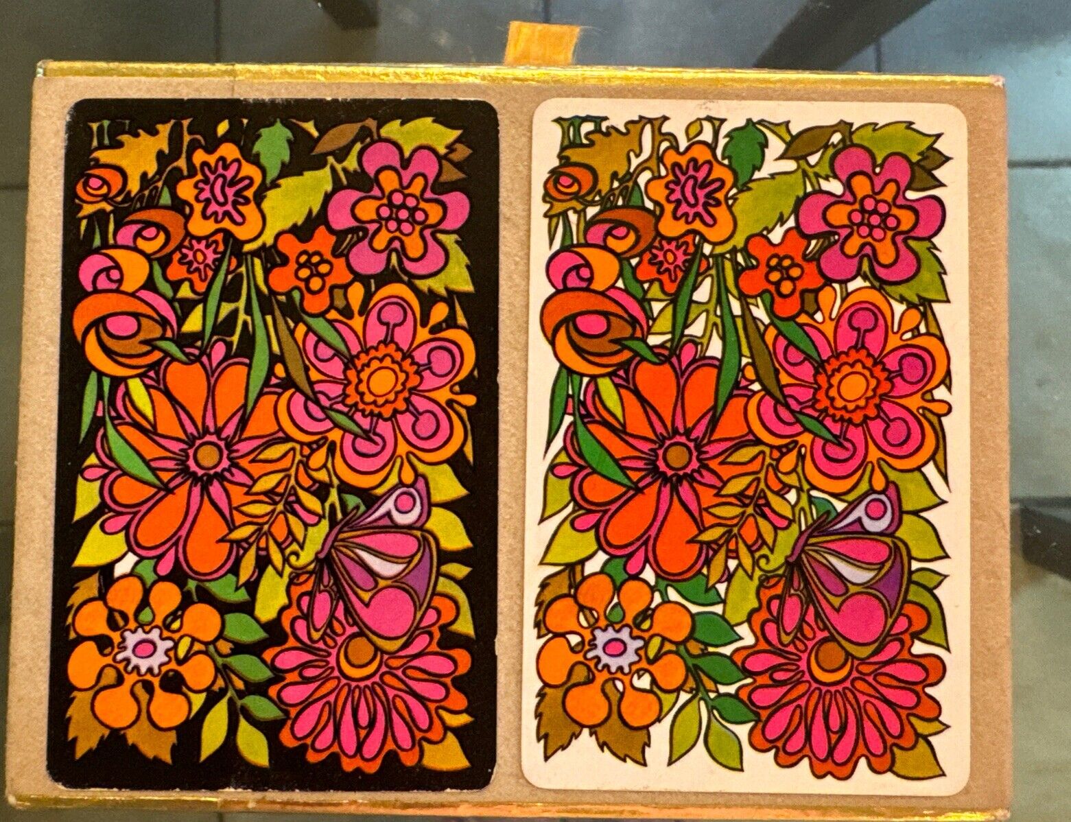 Vtg Congress Flowers Playing Cards  Flower Power 60s 70s