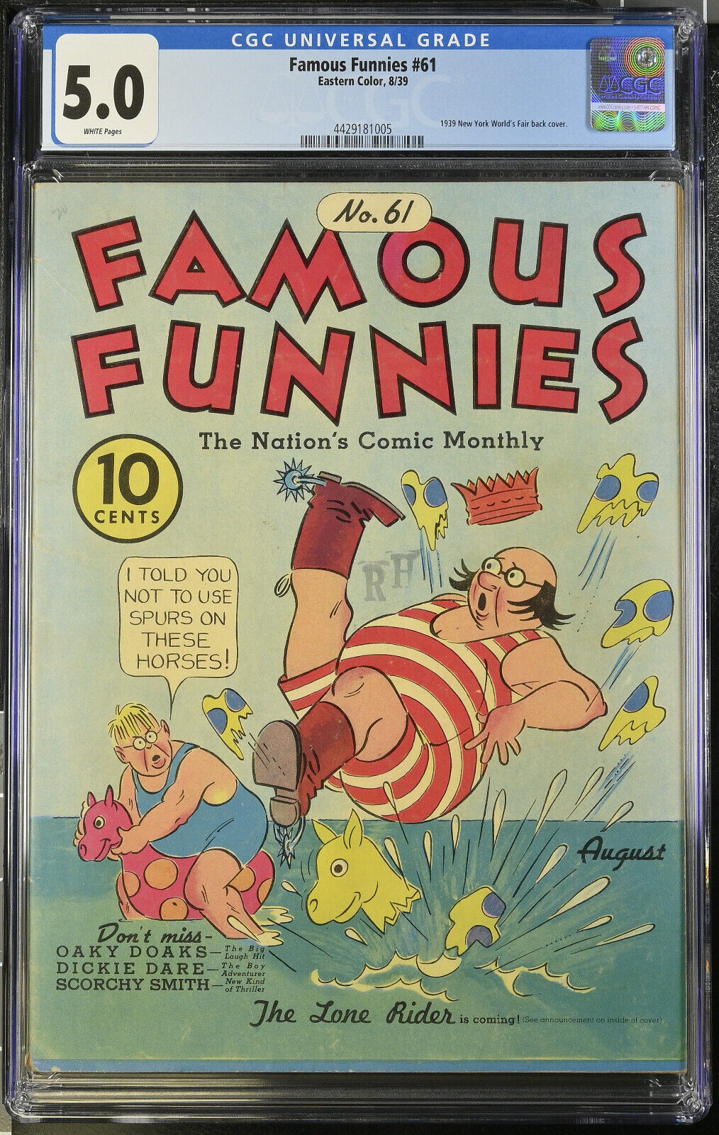 Famous Funnies #61 CGC 5.0 WHITE pgs (1939) 3RD HIGHEST ON CENSUS NY Worlds Fair