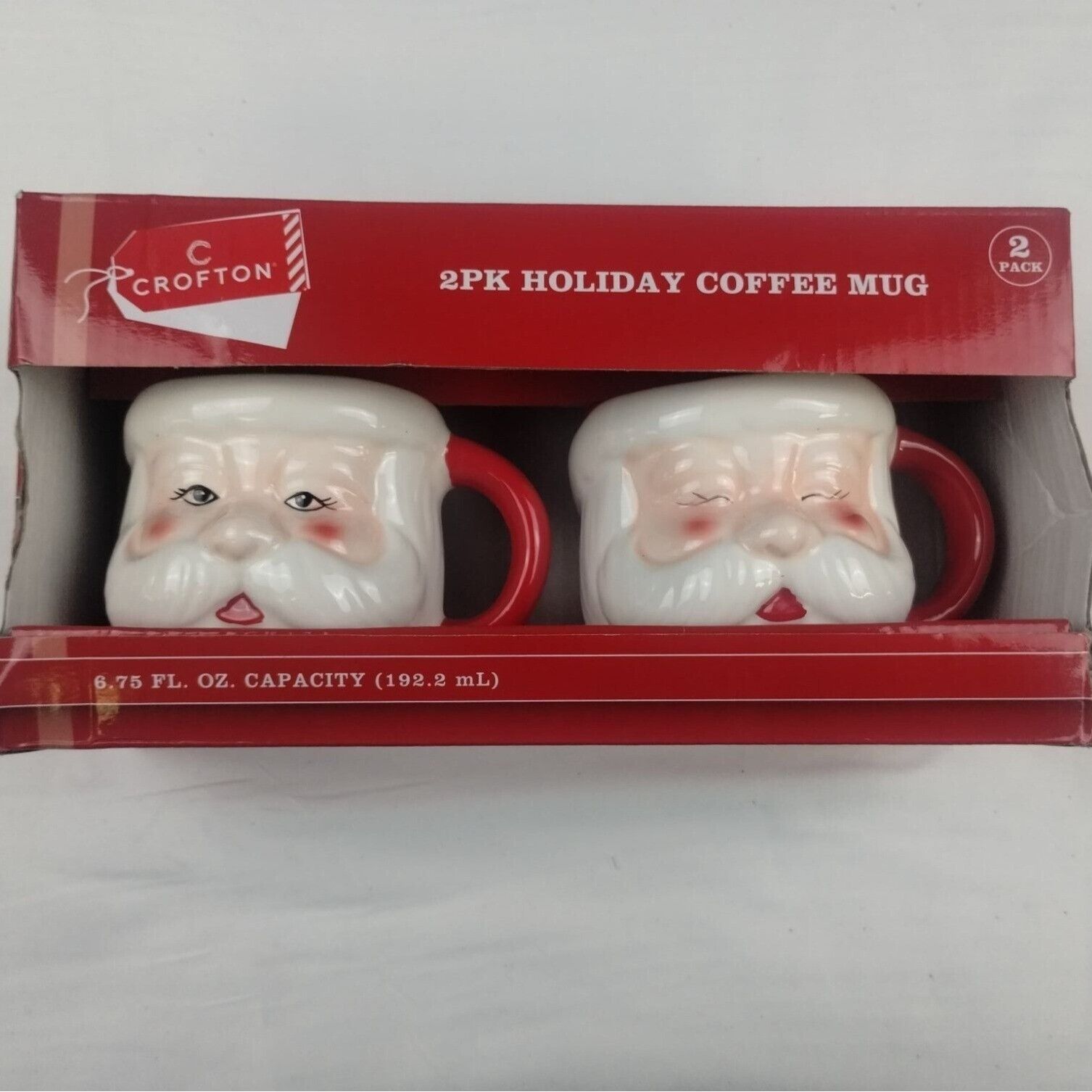 Crofton 2pk Santa Claus Holiday Kitchen Mugs SKU 3533