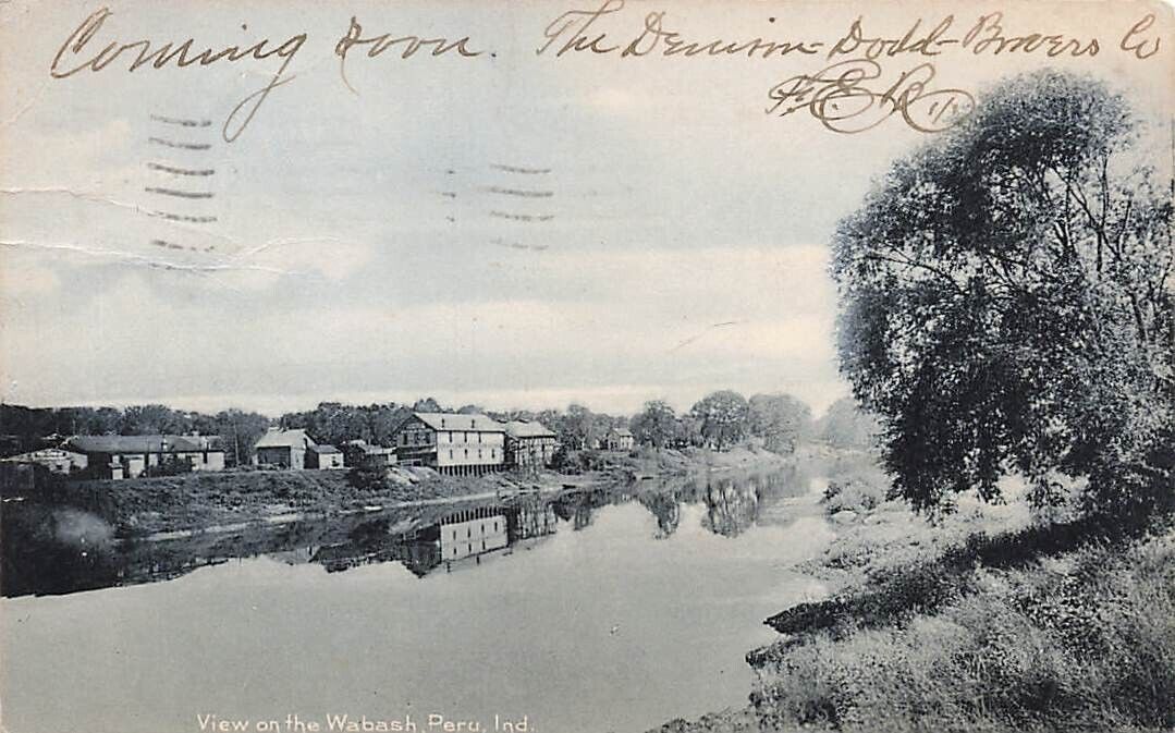 c1905 Rotograph  View Waterfront Wabash River Peru  Indiana IN P582