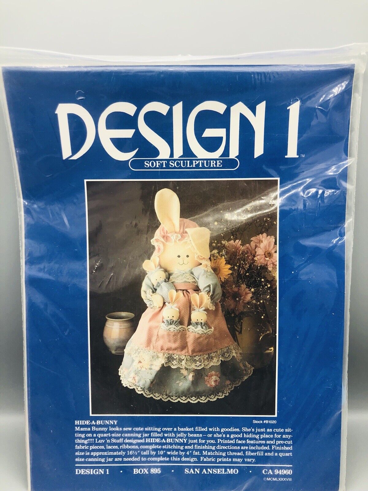 Vintage 1988 Design 1 Hide-a-Bunny Soft Sculpture Pattern Kit