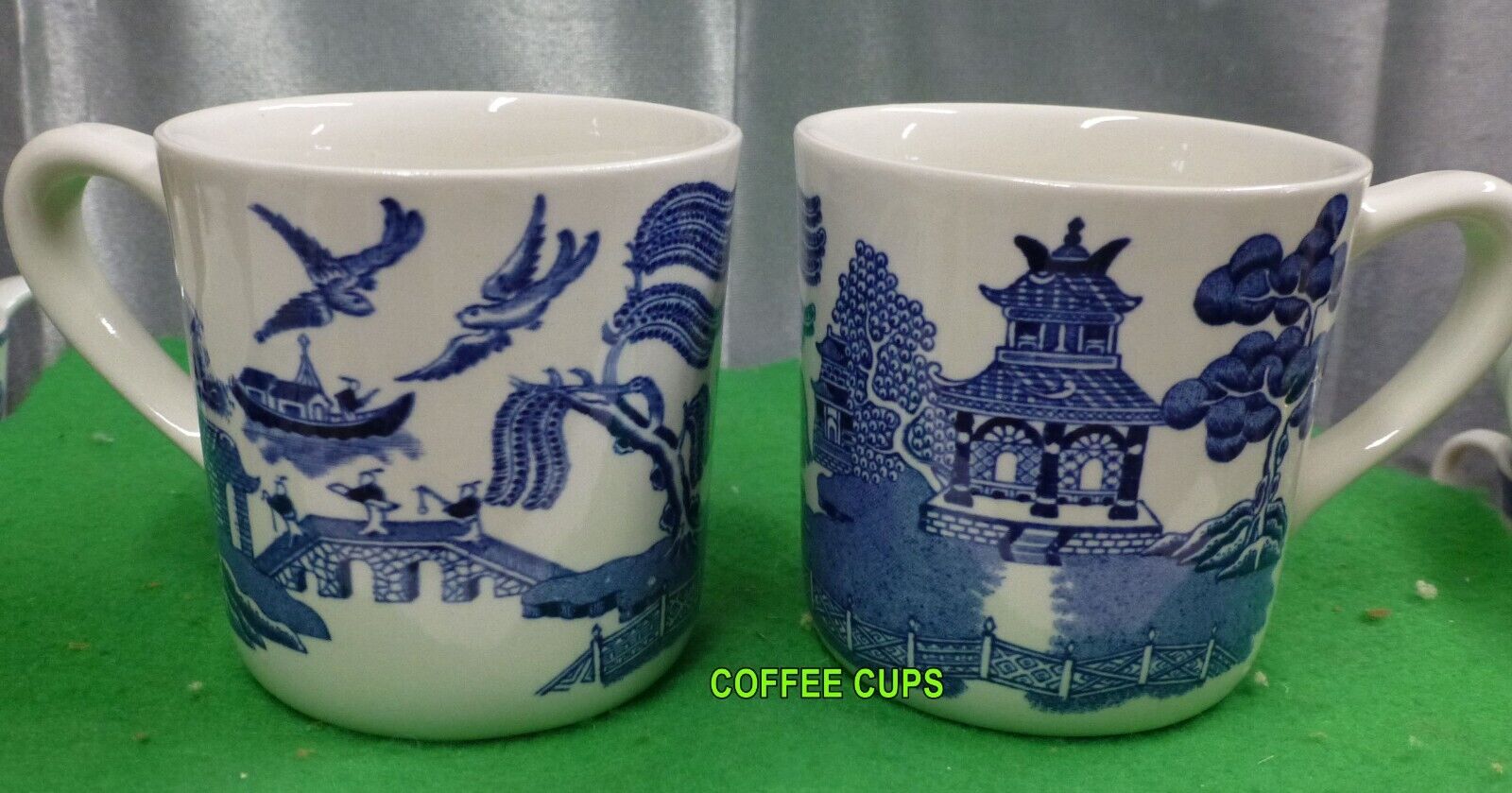 LOT 14* BLUE WILLOW ENGLAND MUGS COFFEE & TEA CUPS MARKED hr YOUR CHOICE