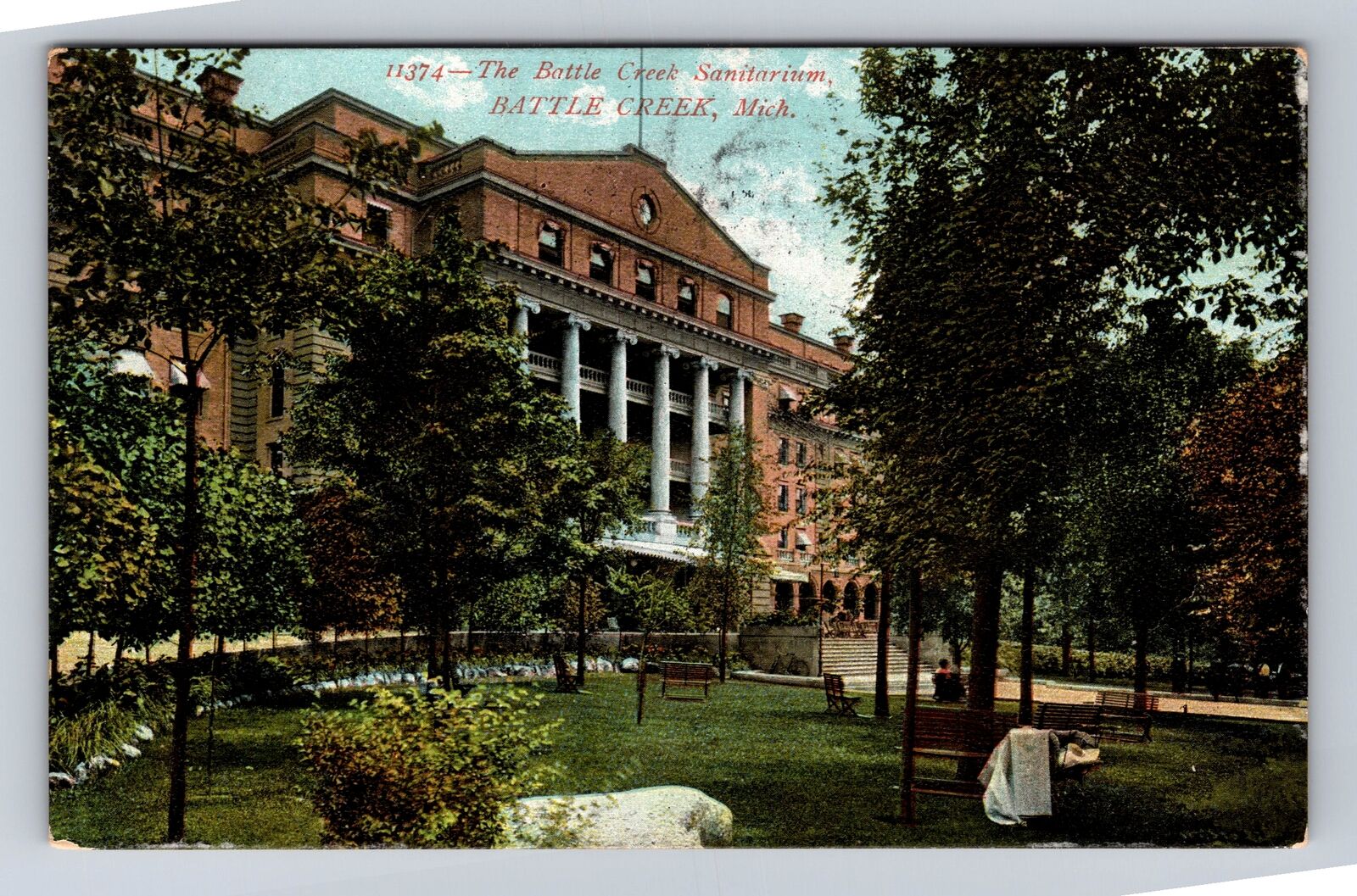 Battle Creek MI-Michigan, Battle Creek Sanitarium, Vintage c1908 Postcard