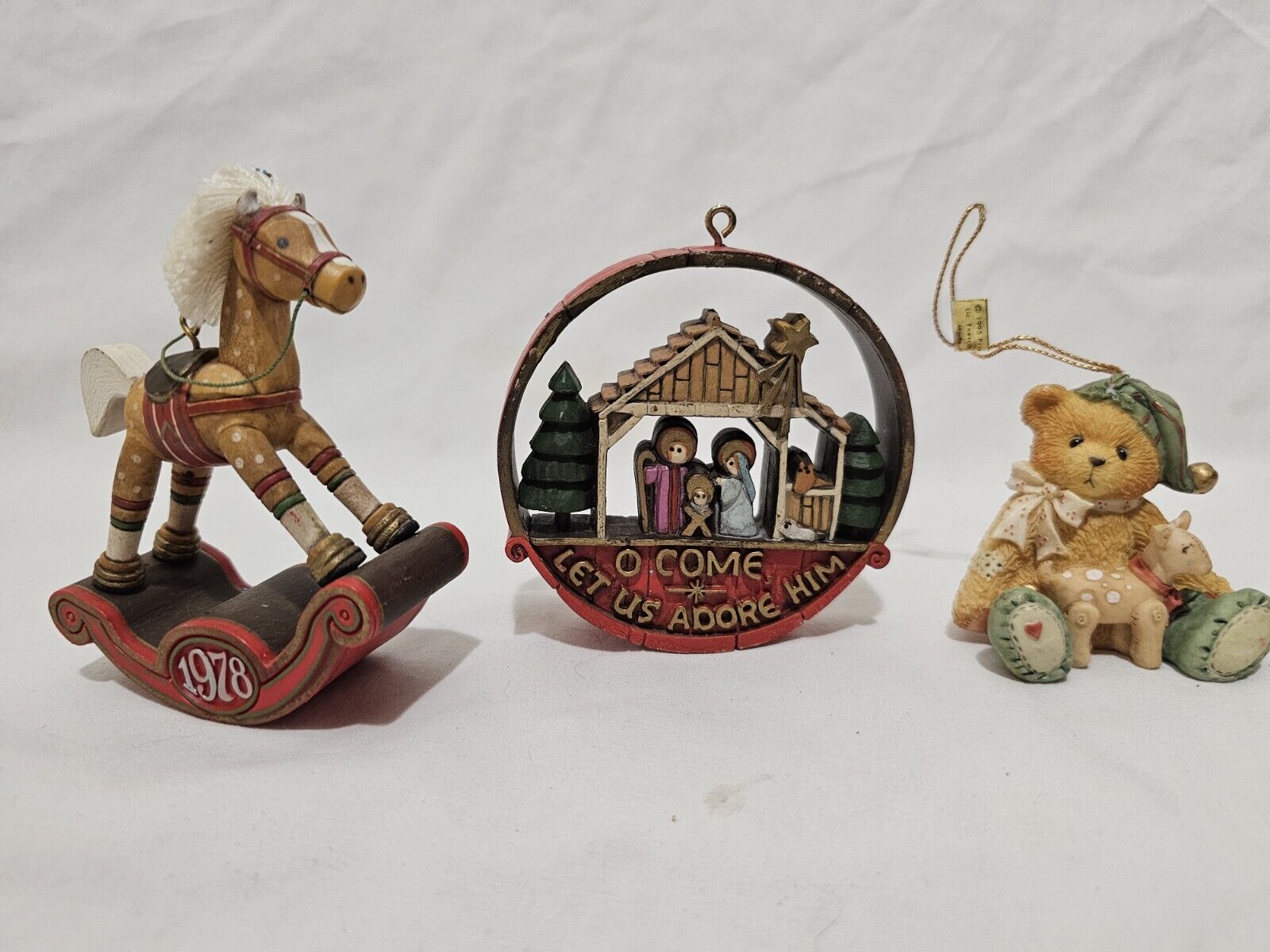 3 Vintage Christmas Ornaments ~ 2 x 1970s  Hallmark Keepsake &1 x 1990’s Enesco