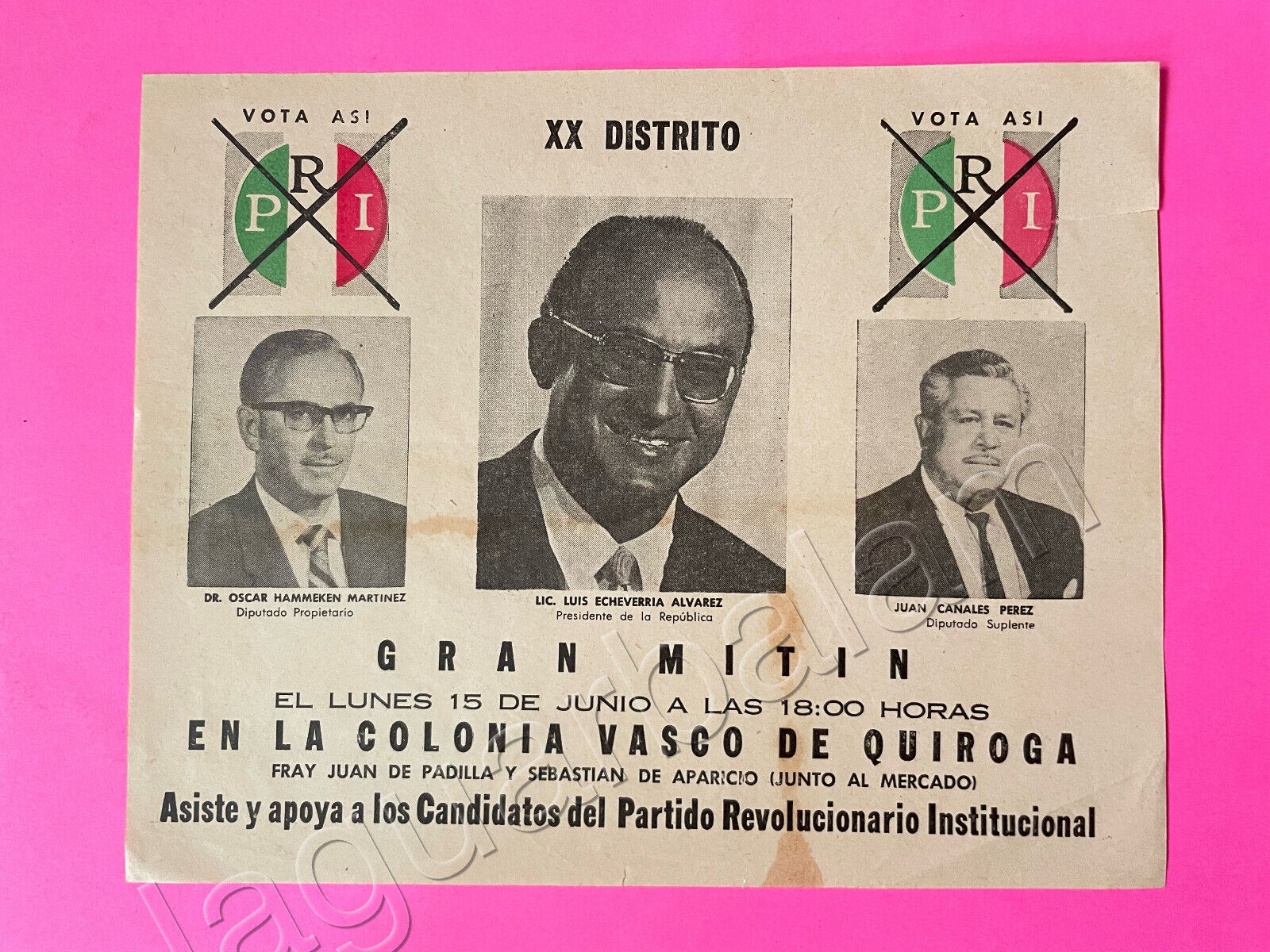 Mexican Political PRI advertising President Luis Echeverria Alvarez 1970-1976