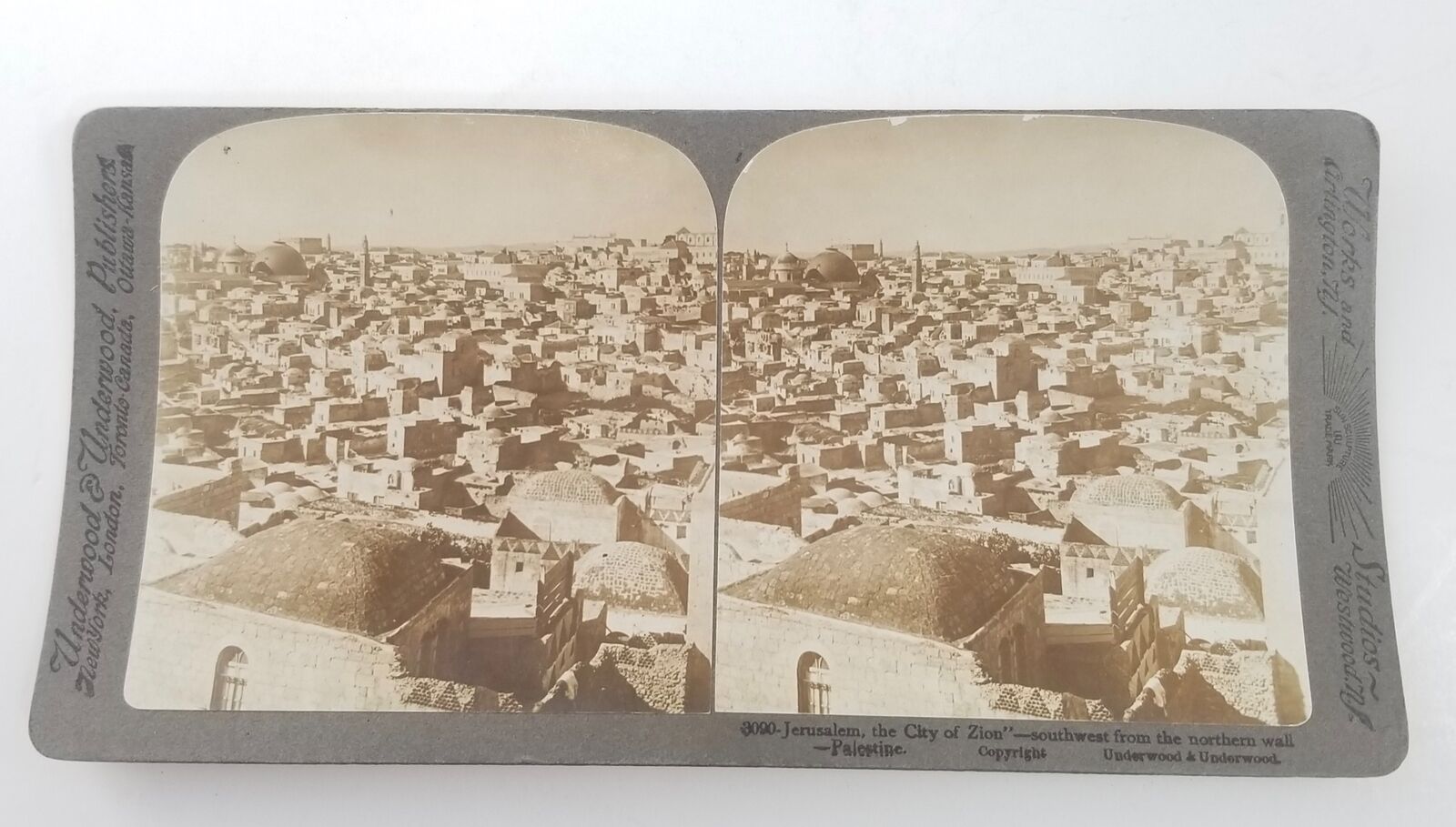 Underwood Stereoview Stereoscope View Card Jerusalem, The City of Zion, 1916
