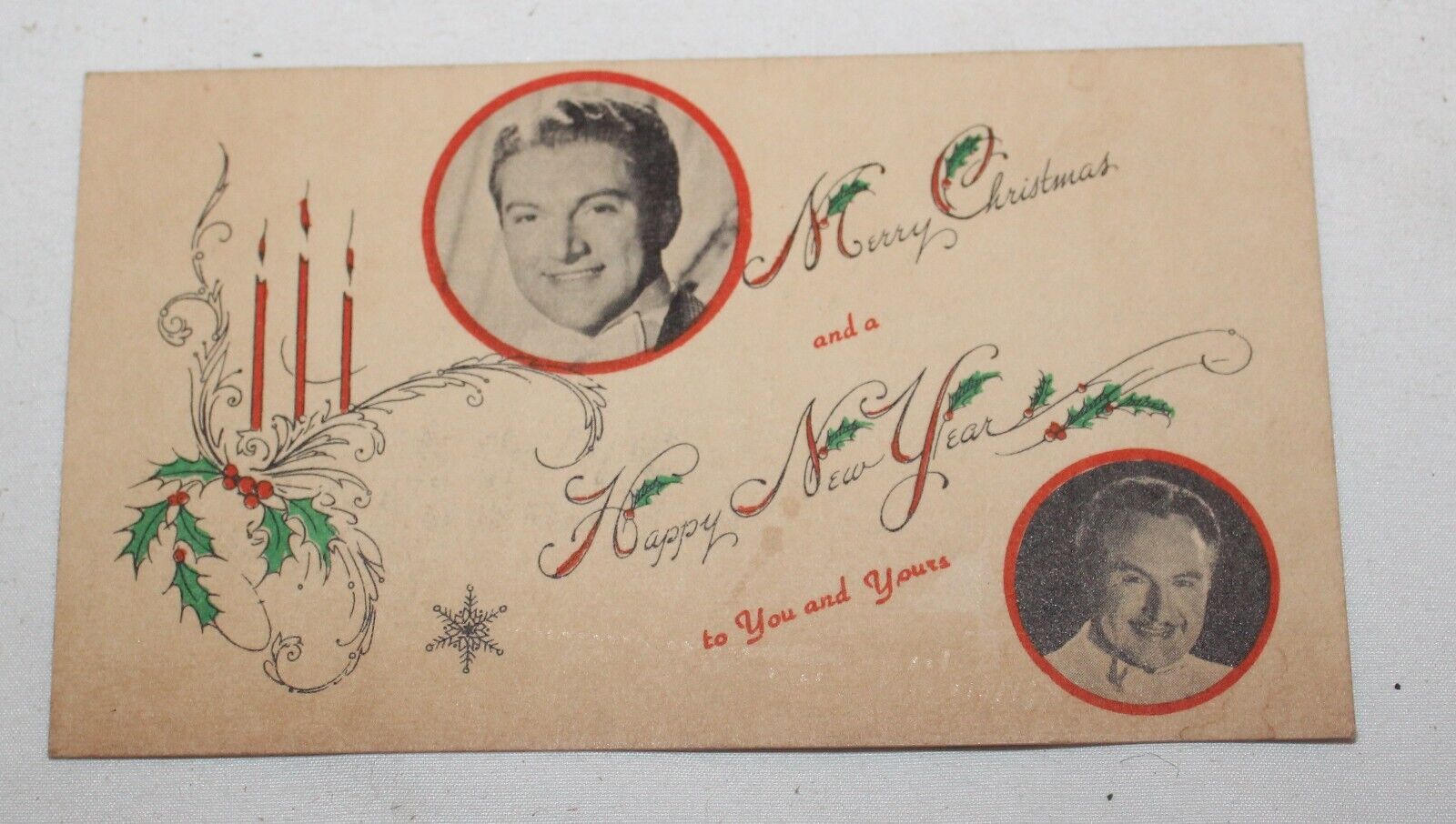 VTG Liberace & George Liberace Photo Merry Christmas New Years Postcard Fan