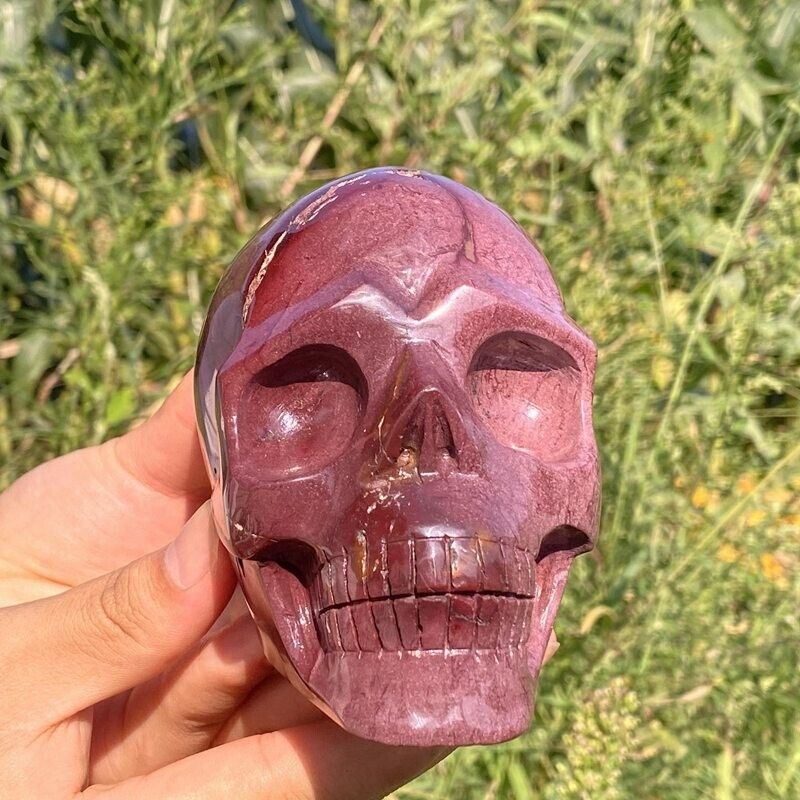1.08kg Natural Mookaite Jasper skull Quartz Crystal carved Reiki healing XK3866