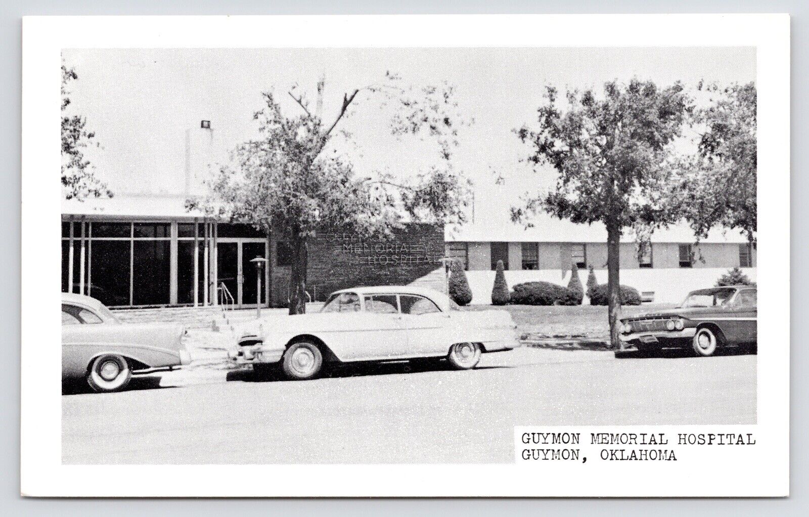 c1950s Guymon Oklahoma OK~Memorial Hospital~Pontiac Cars~VTG Postcard