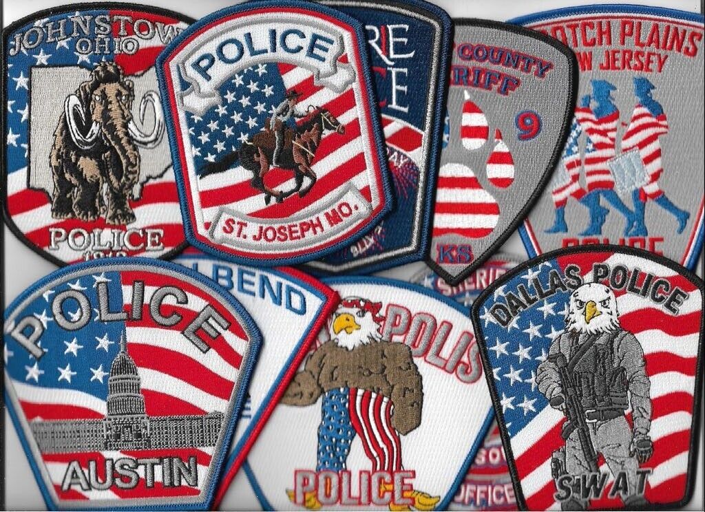 10x 4th Of July USA Flag Police Patch Lot H-1