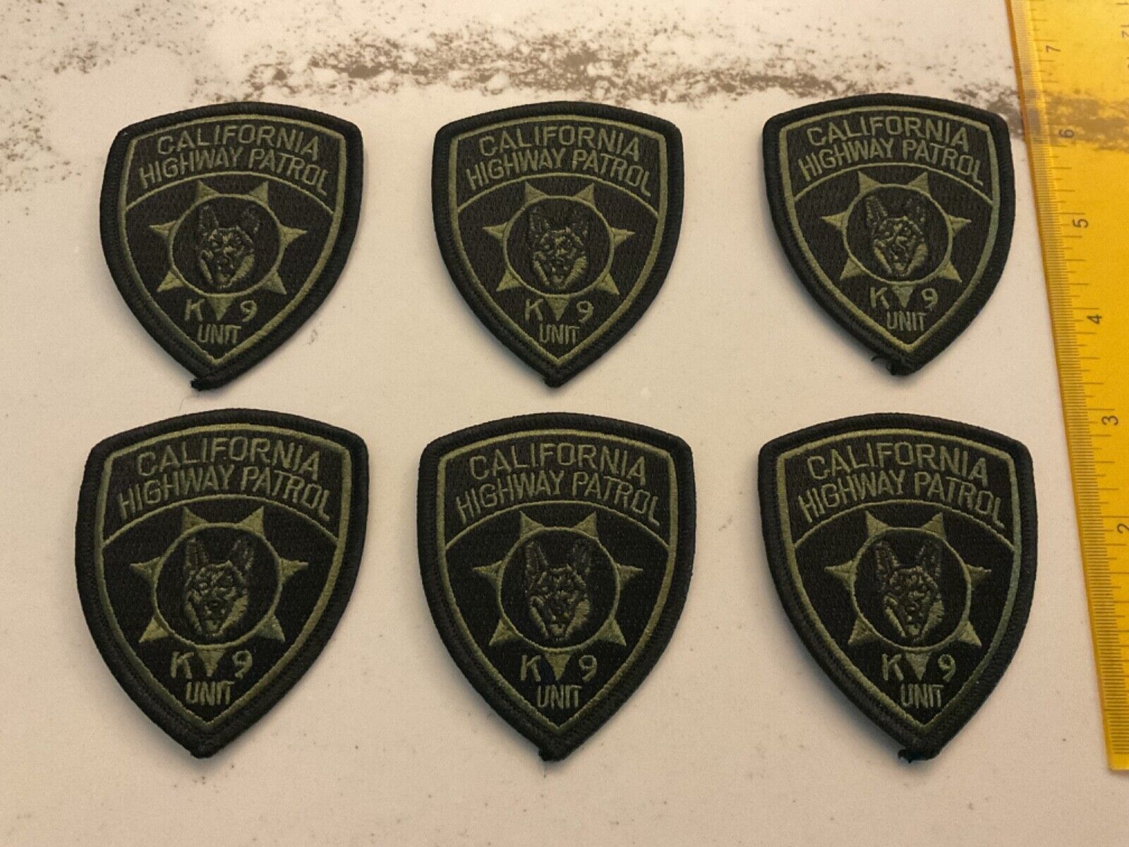 California Highway Patrol K-9 Subdued Hat patch set 6 pieces all new