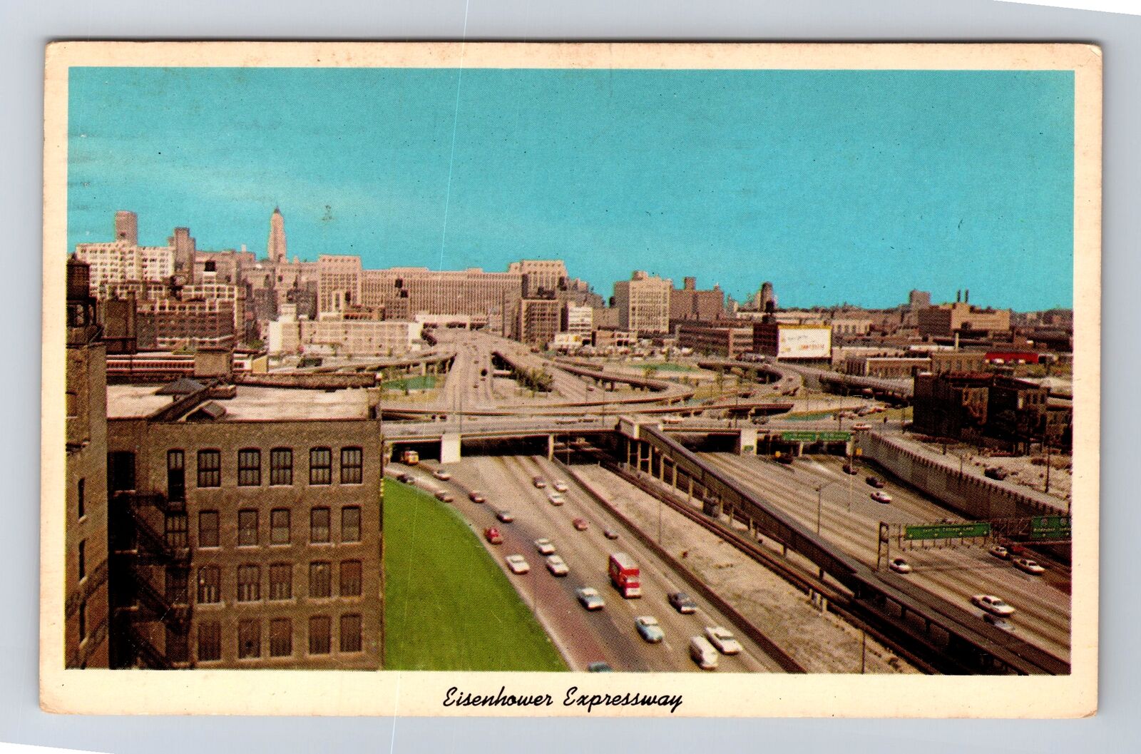 Chicago IL-Illinois, Eisenhower Expressway Entering Loop Vintage c1970 Postcard
