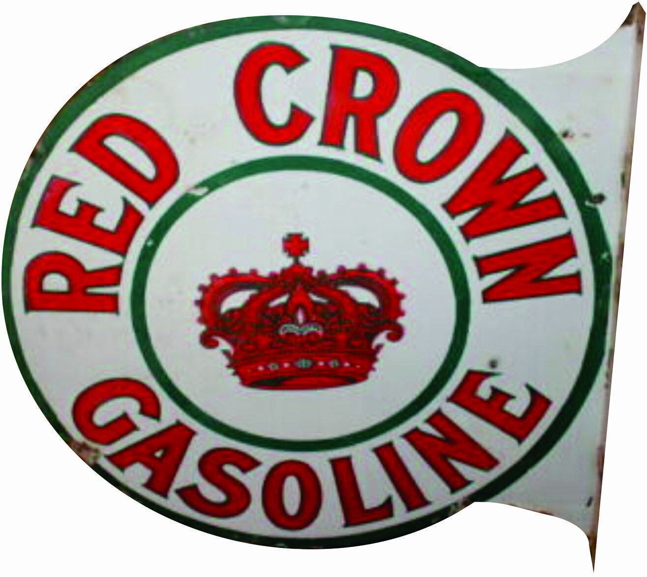 PORCELIAN RED CROWN ENAMEL SIGN SIZE 18X18 INCHES DOUBLE SIDED WITH FLANGE