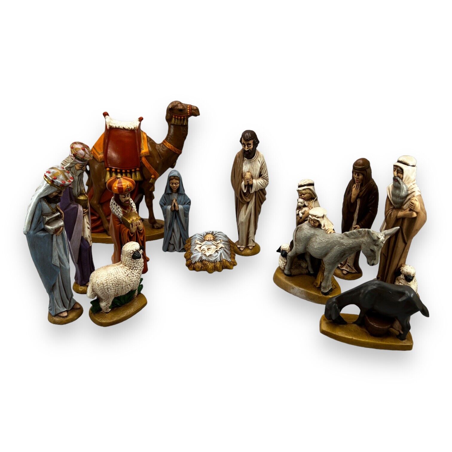 Byron Molds Vintage 1973 Nativity Set, Hand Painted, 13 Pieces