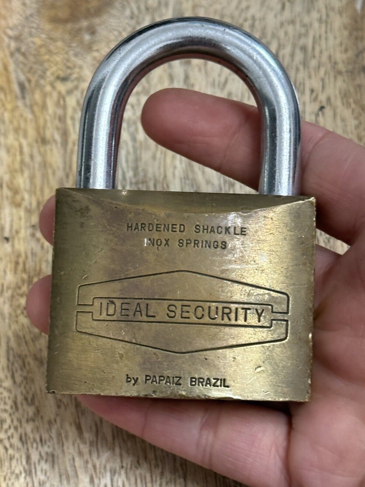 Vintage Old Ideal Security Papaiz Brazil Padlock No Key Lock
