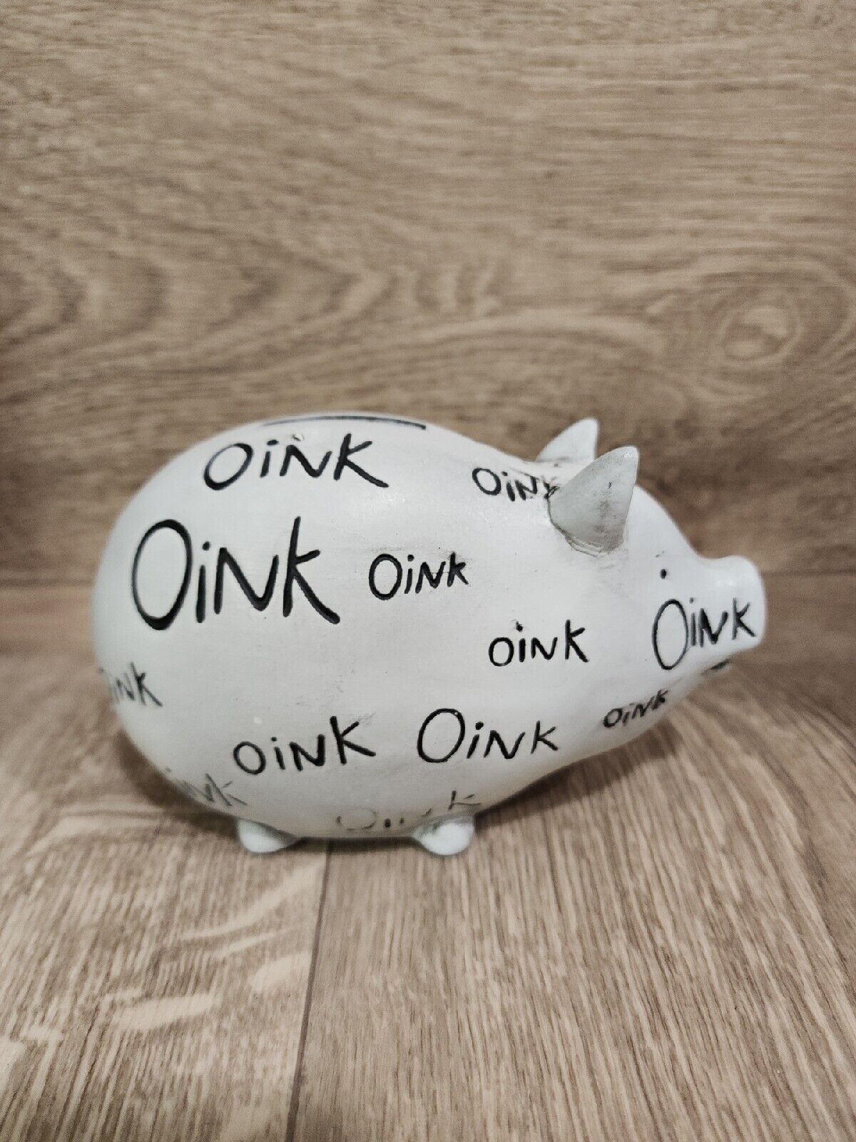 Vintage White Oink Oink Piggy Bank