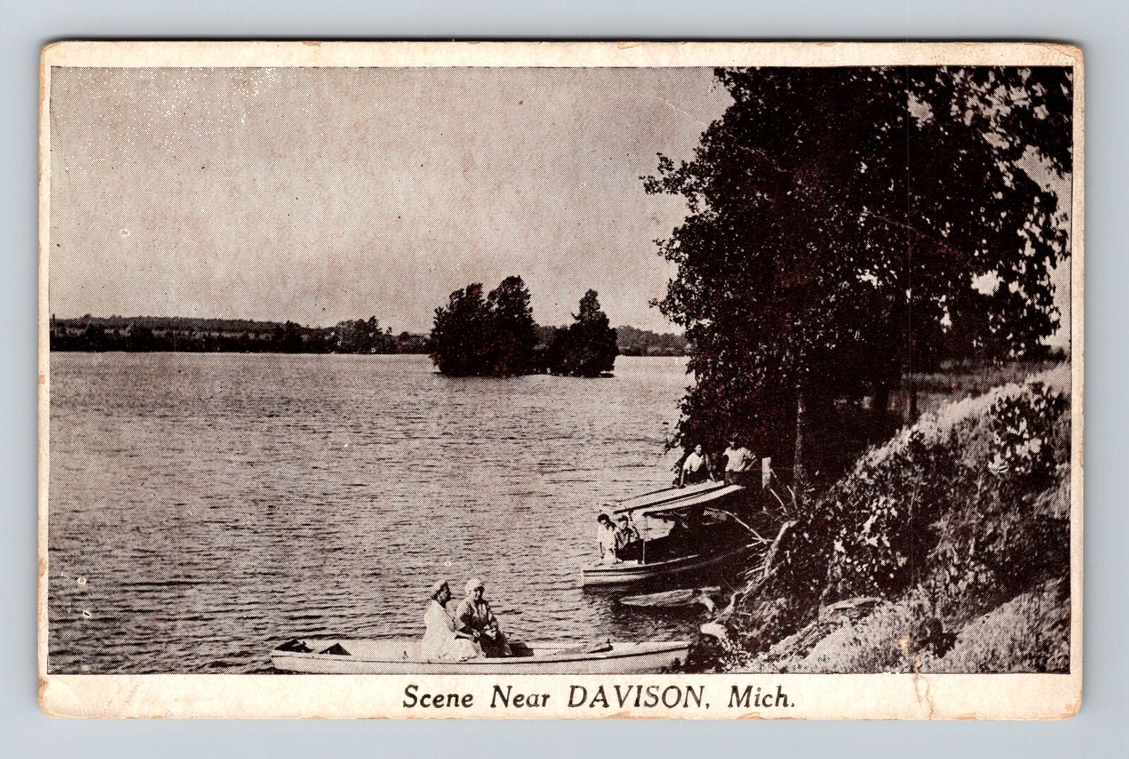 Davison MI-Michigan, Scenic View Lake, Boat Area, Vintage Postcard