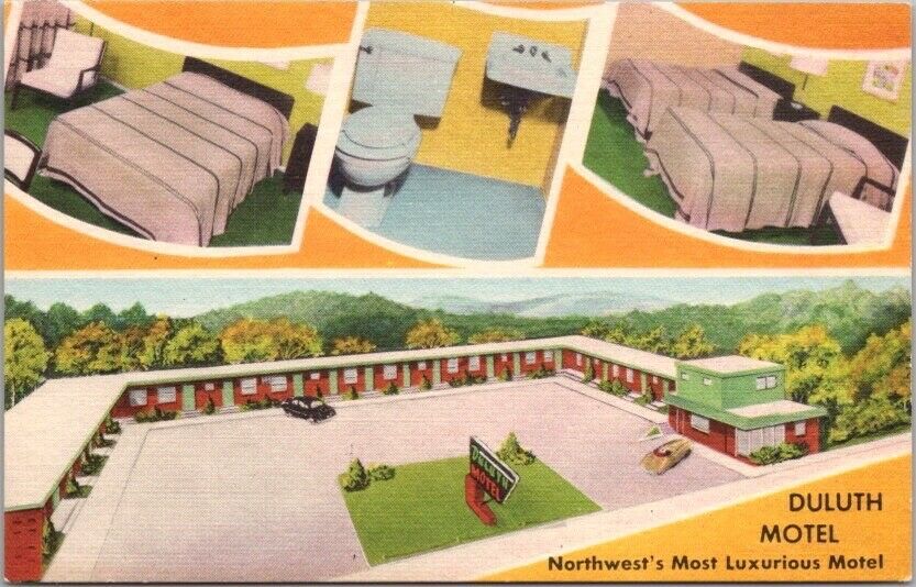 Vintage 1950s Duluth, Minnesota Postcard DULUTH MOTEL Highway 61 Linen Unused
