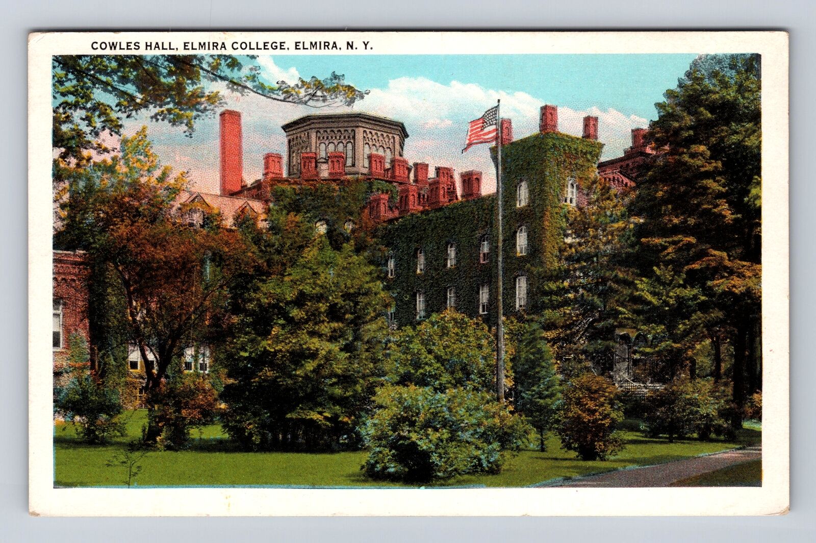 Elmira NY- New York, Cowles Hall, Elmira College, Antique, Vintage Postcard