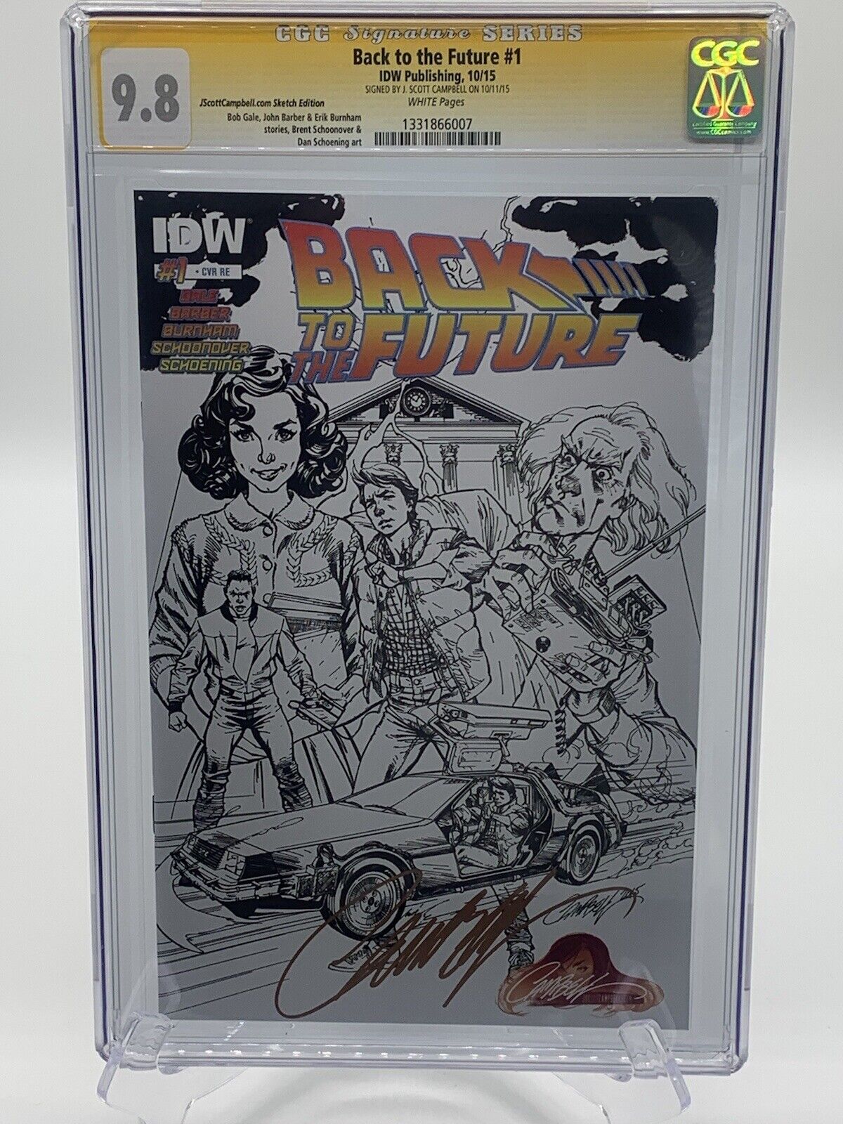 Back To The Future #1 IDW Signed Campbell Sketch Edition CGC Yellow Label 9.8
