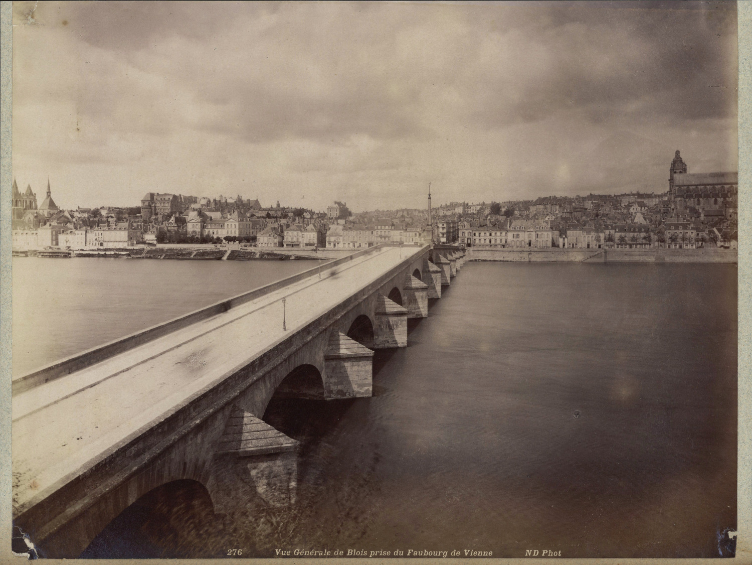 Neurdein, France, Blois, view taken from the Faubourg de Vienna vintage albumen print