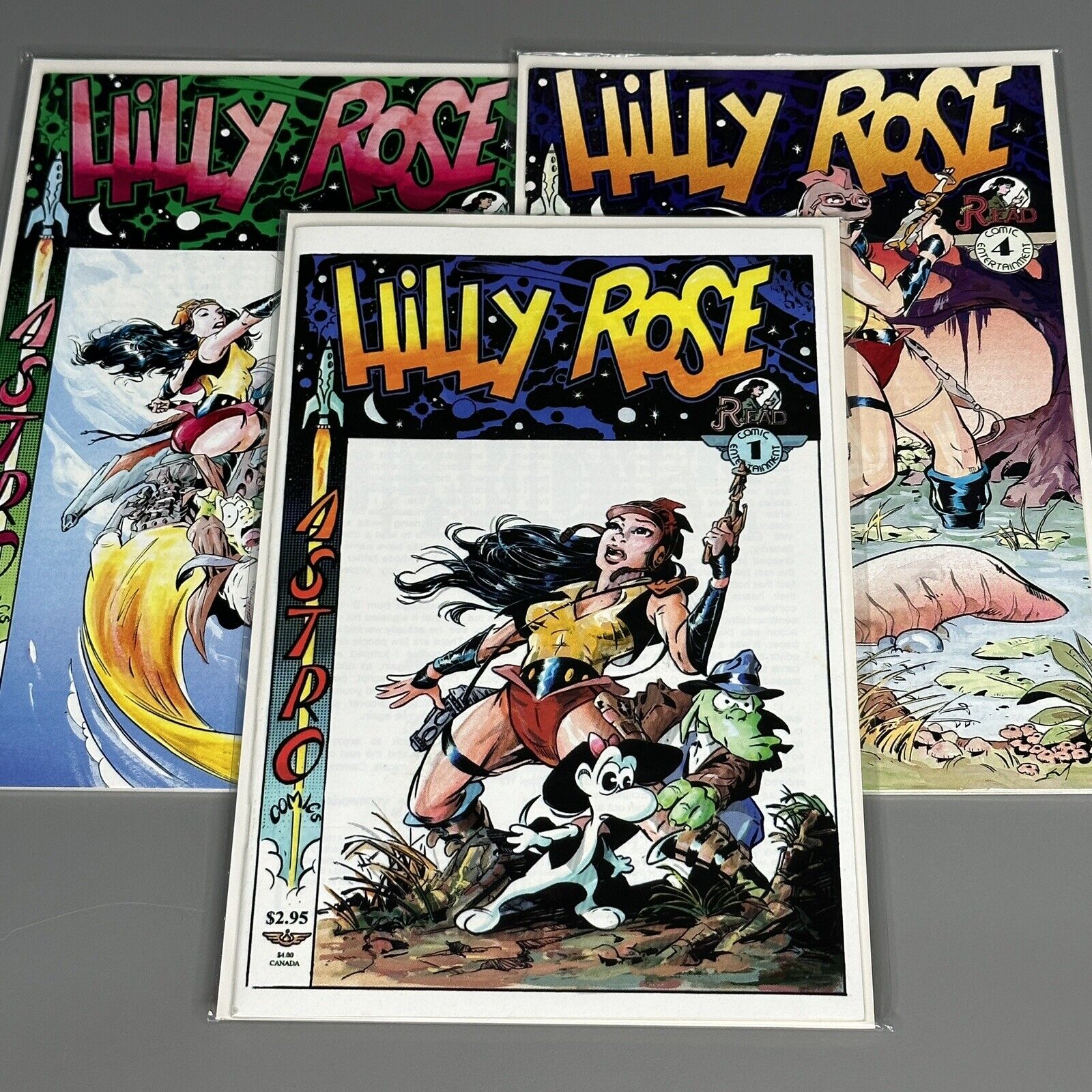 Astro Comics Hilly Rose Space Adventures 1, 2, 4 (1995) VF/NM Bags & Boards