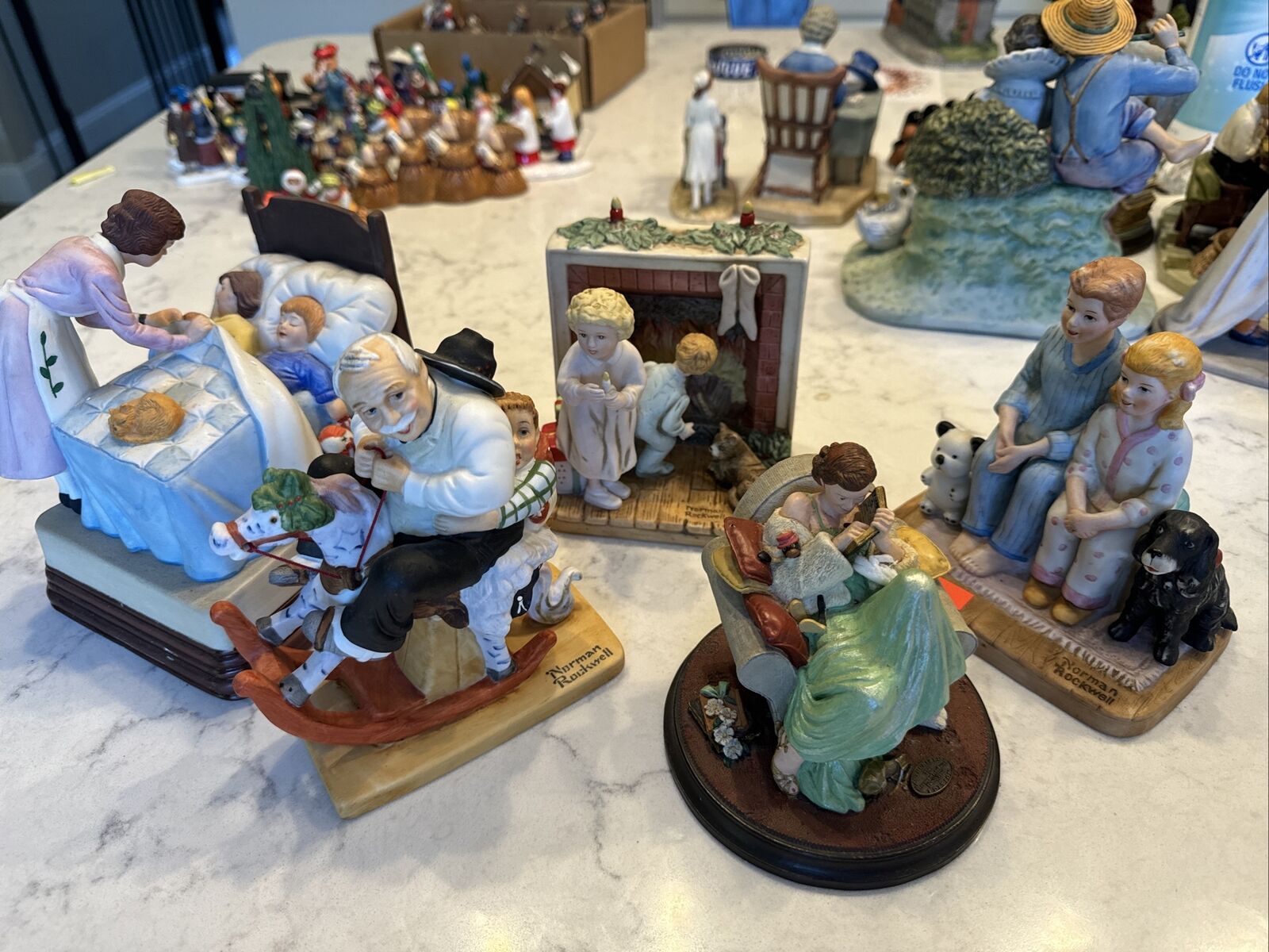 Lot Of 5 Large Norman Rockwell Vintage Figurines 1 Music Box