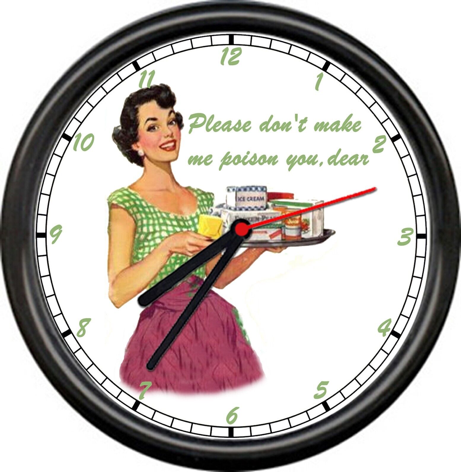Retro Housewife Kitchen Don't Make Me Poison You Dear Funny  New Sign Wall Clock