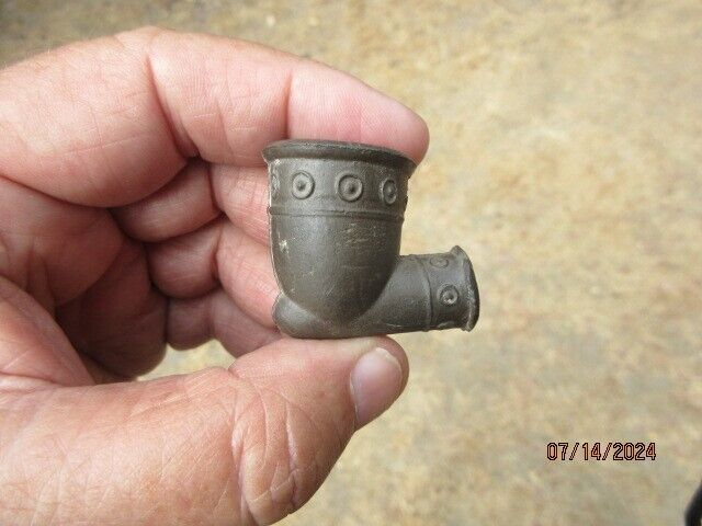 ANTIQUE ATHENTIC 1800s CLAY POTTERY  TOBACCO PIPE FROM OHIO