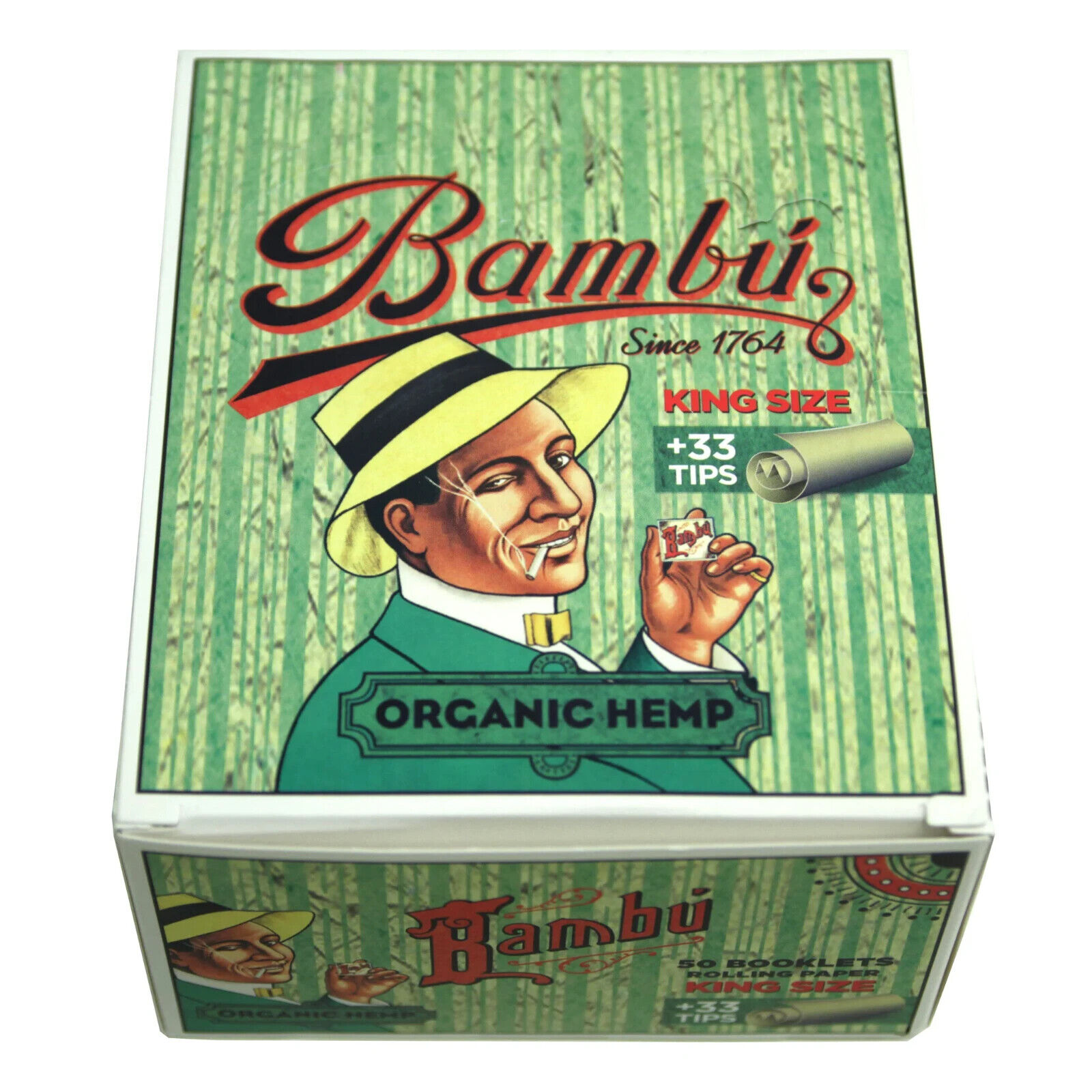 Bambu Organic Hemp with +33 Tips King Size Rolling Papers, 50 Booklets
