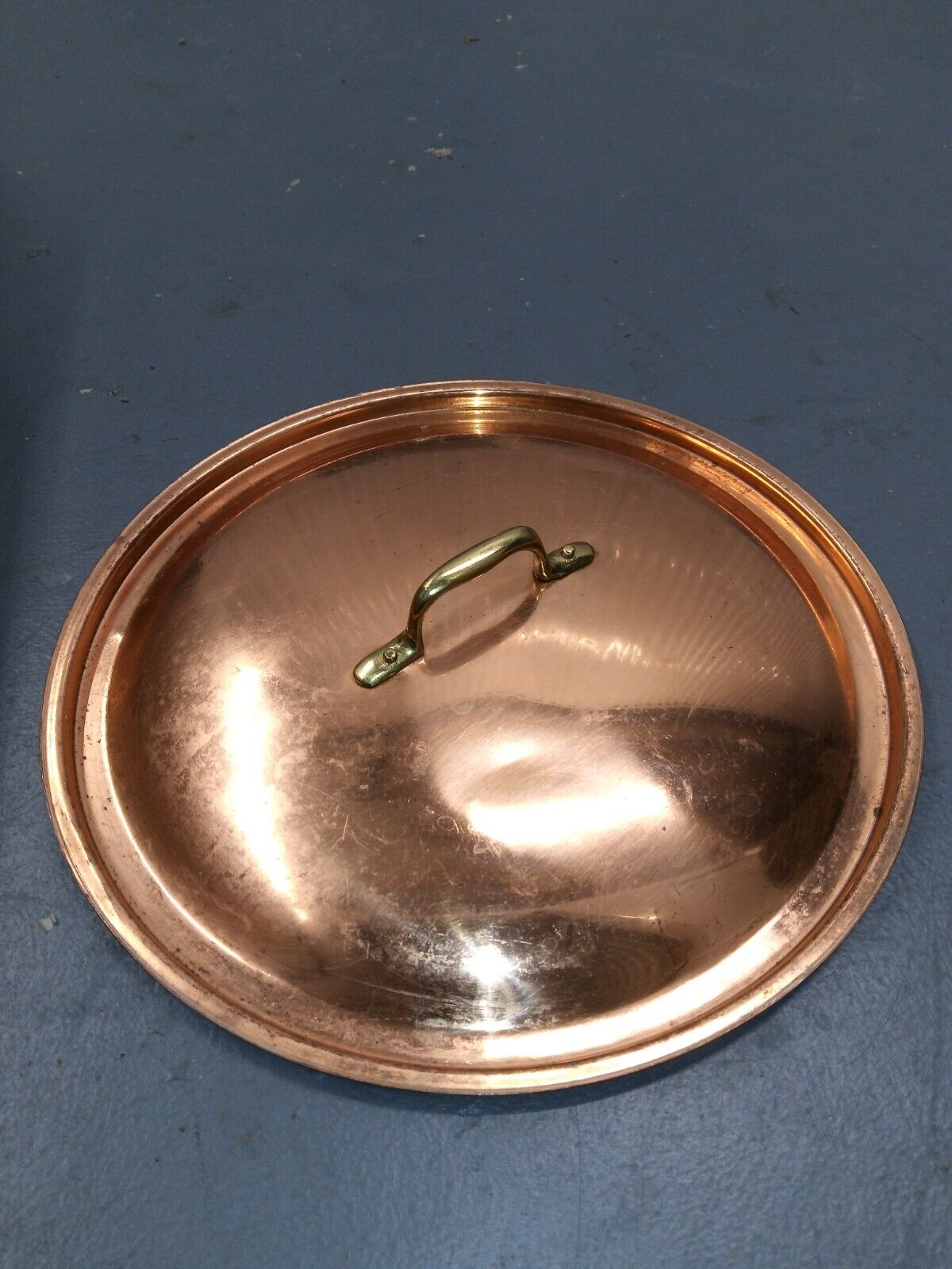 Vintage Hammered Copper Stock Pot Skillet Lid  9” 10” ?