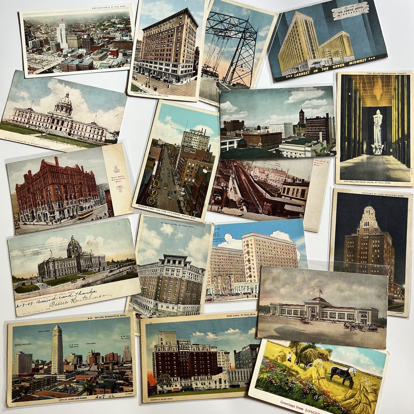 Antique & Vintage Lot 18 Postcards ~  MINNESOTA Mn ~ Linens White Border Divided