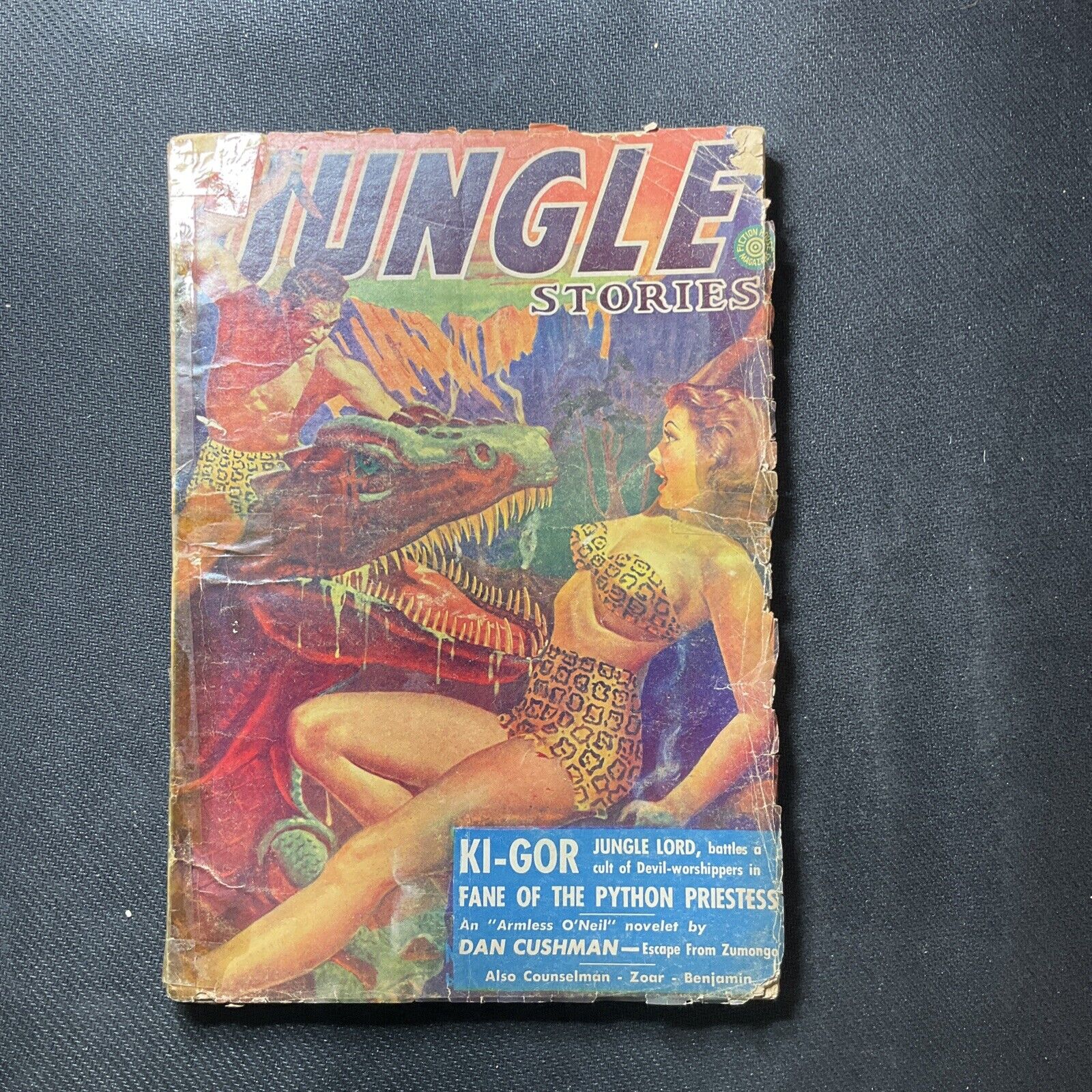 Jungle Stories 1953/1954 Winter Dinosaur cover.. Pulp