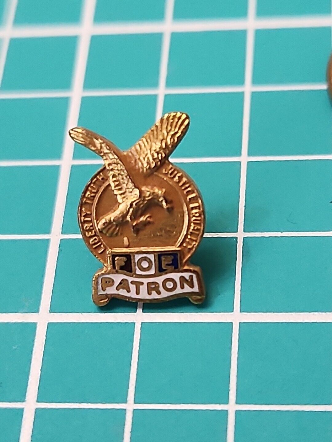 Vtg FOE PATRON FRATERNAL ORDER OF EAGLE Screw Back Gold Tone Lapel Pin Hat Pin