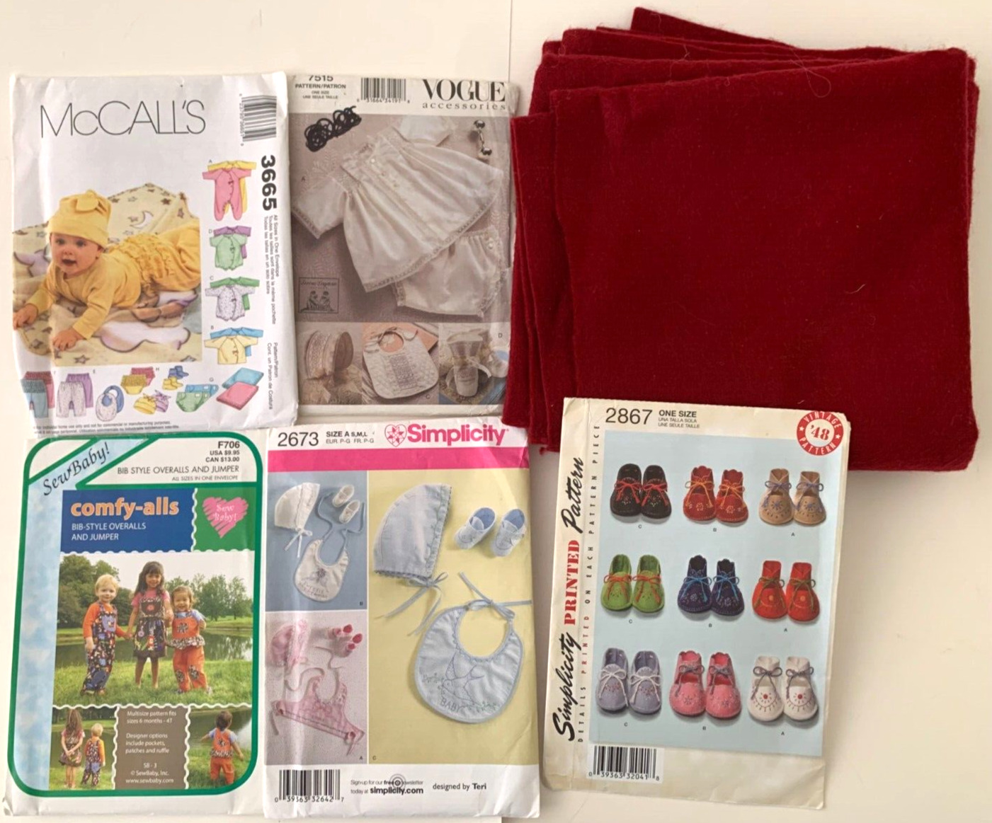 Lot of 5 Children's Sewing Patterns + 36